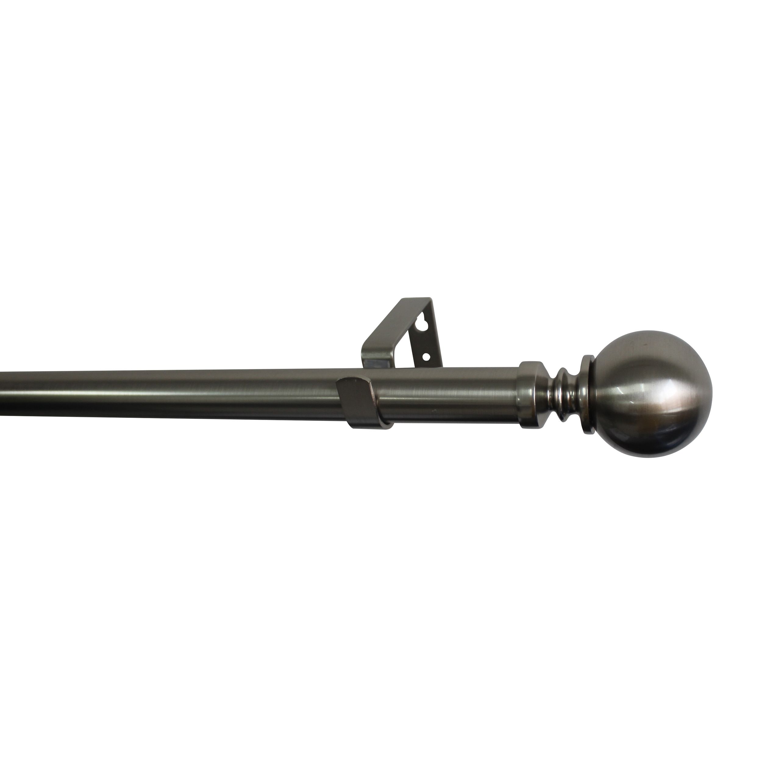 GoodHome Athens Satin Grey Nickel effect Extendable Ball Single curtain pole set, (L)1200mm-2100mm (Dia)28mm