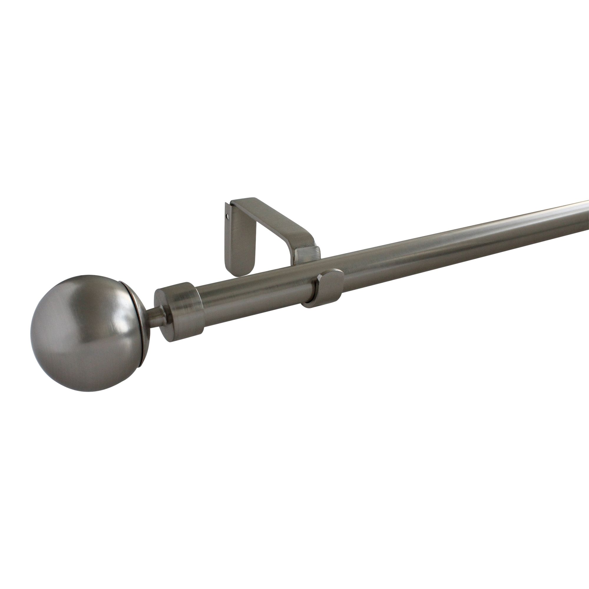 GoodHome Athens Satin Grey Nickel effect Extendable Ball Single curtain pole set, (L)2000mm-3300mm (Dia)19mm
