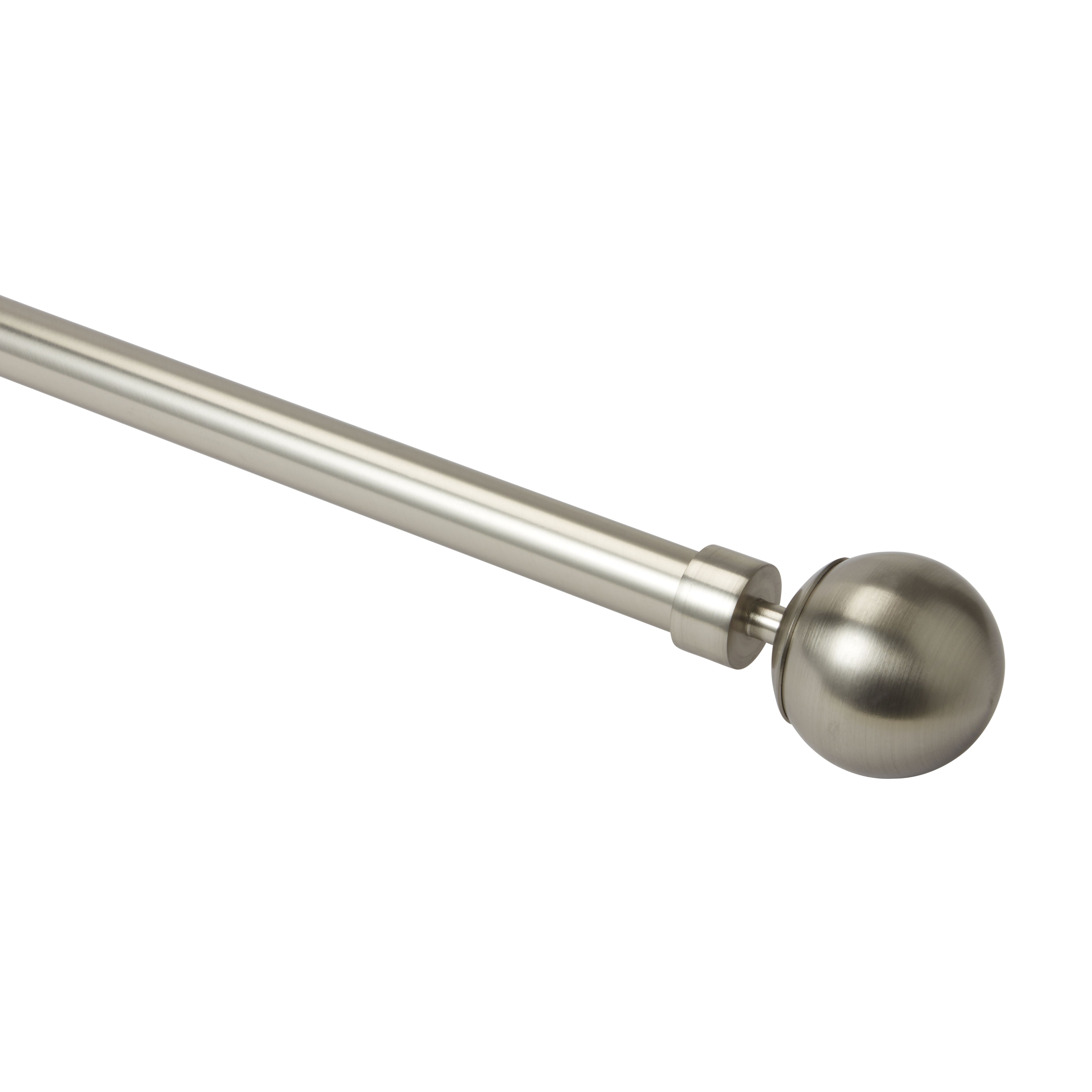 GoodHome Athens Satin Grey Nickel effect Extendable Ball Single curtain pole set, (L)2000mm-3300mm (Dia)19mm