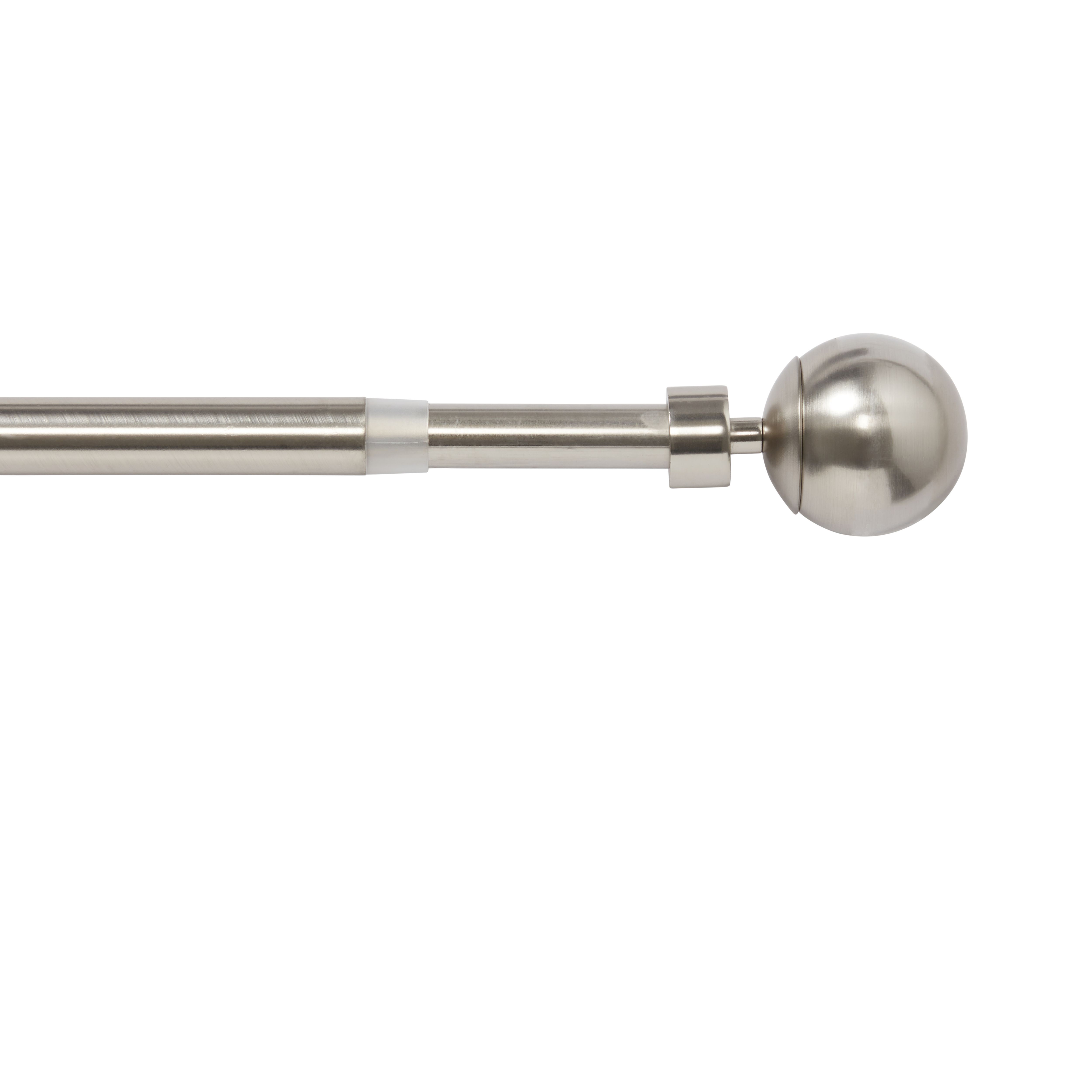 GoodHome Athens Satin Grey Nickel effect Extendable Ball Single curtain pole set, (L)2000mm-3300mm (Dia)19mm