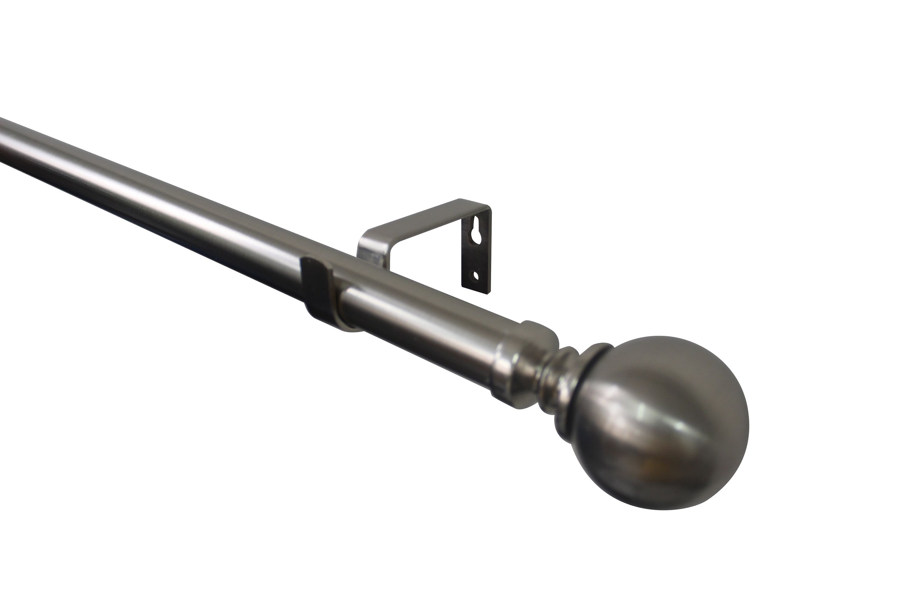 GoodHome Athens Satin Grey Nickel effect Extendable Ball Single curtain pole set Set, (L)2000mm-3300mm (Dia)28mm