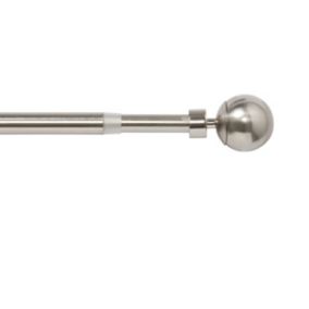 GoodHome Athens Satin Nickel effect Extendable Ball Single curtain pole set Set, (L)2000mm-3300mm (Dia)19mm