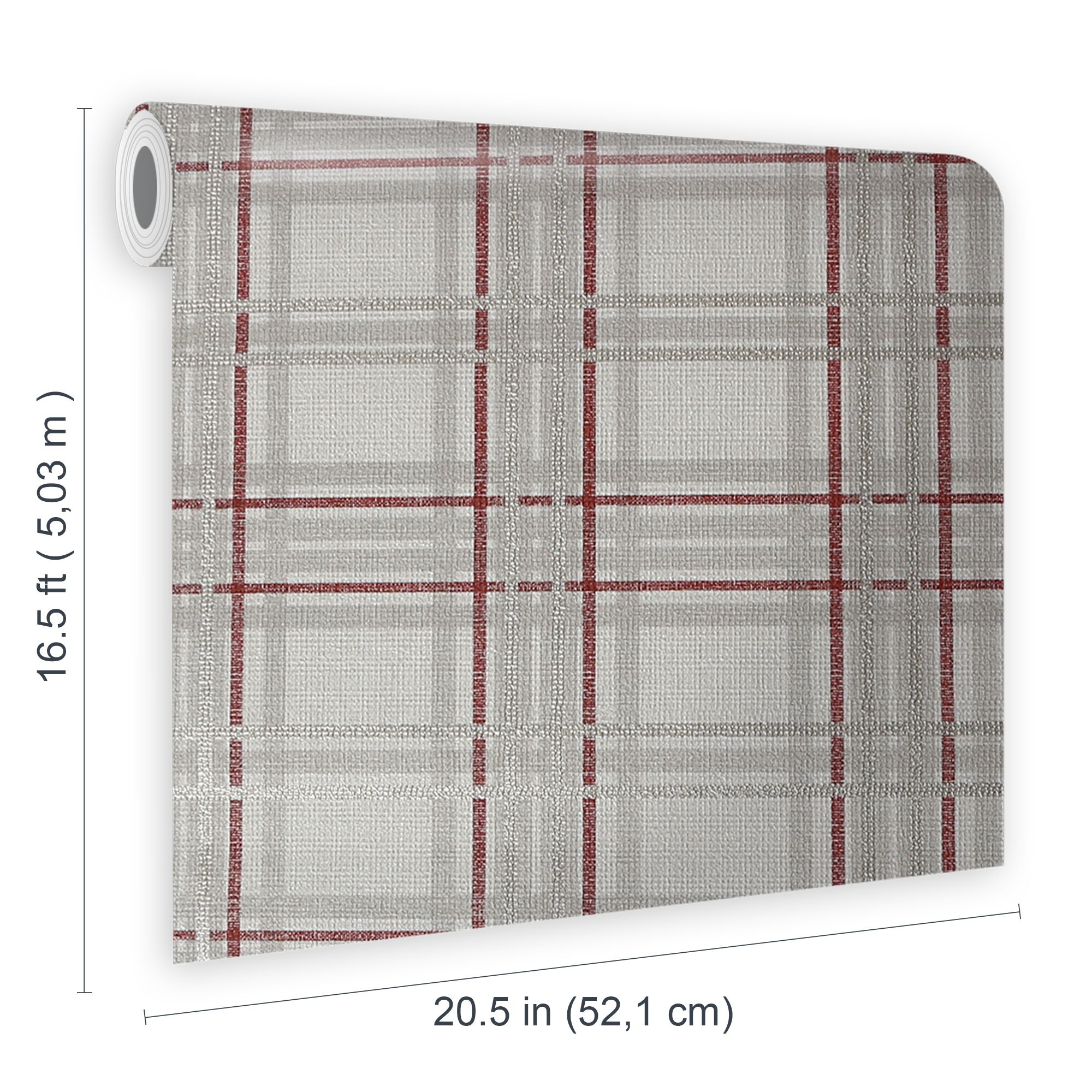 GoodHome Atherton Red Metallic effect Tartan Textured Wallpaper