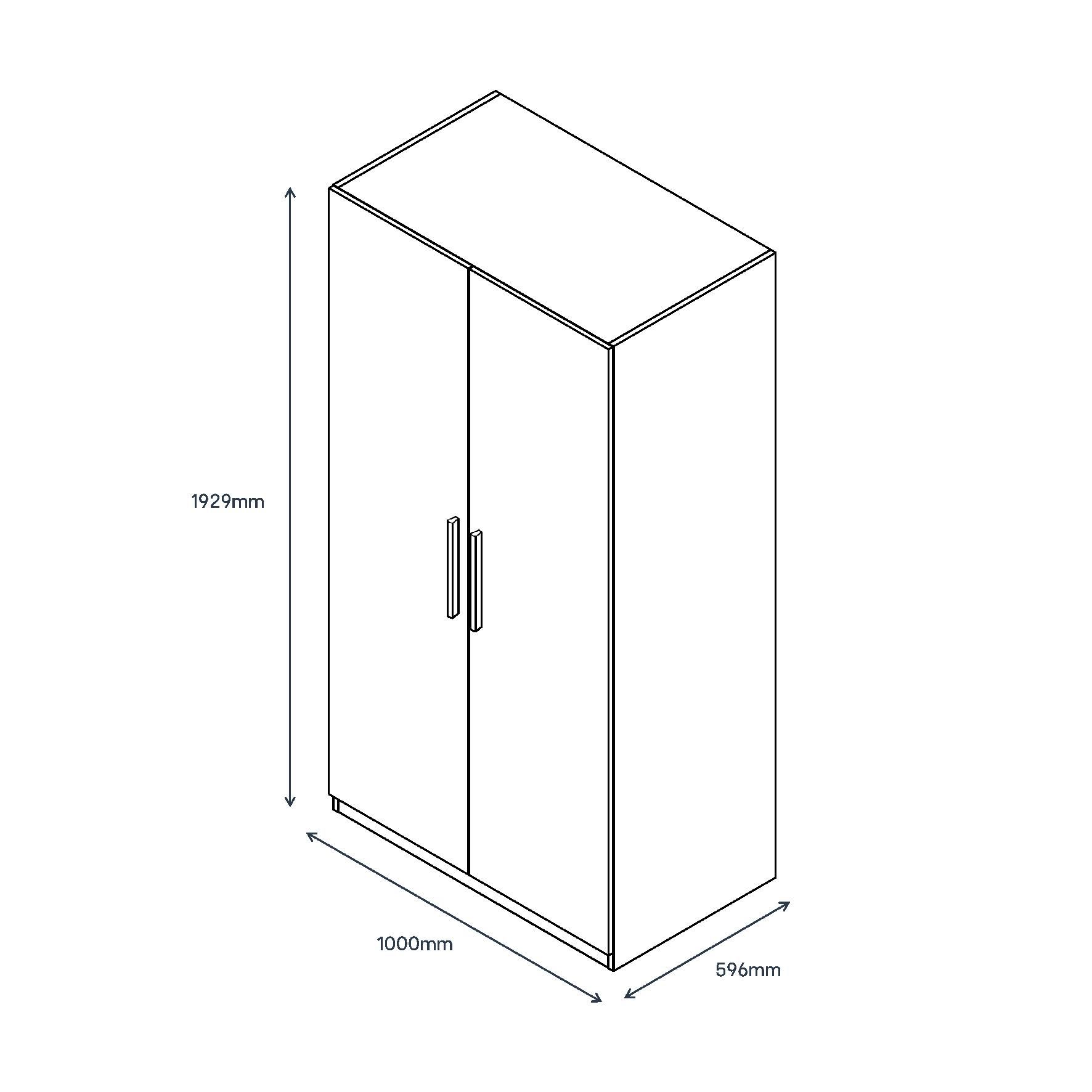 GoodHome Atomia All in one Modern Matt oak effect Large Double Wardrobe (H)1929mm (W)1000mm (D)596mm