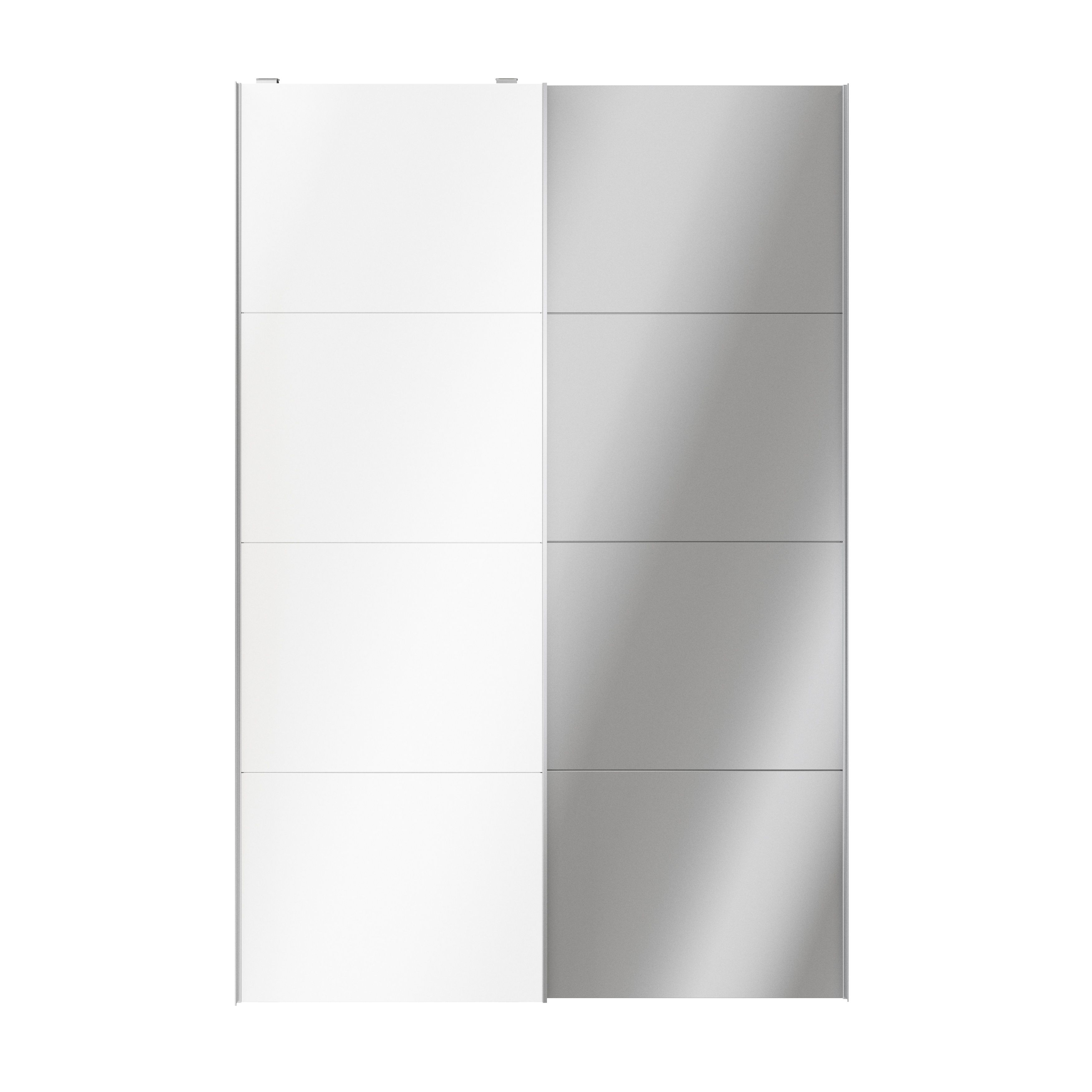 GoodHome Atomia Contemporary Panelled Mirrored White High gloss 2 door Sliding Wardrobe Door kit (H)2250mm (W)1500mm