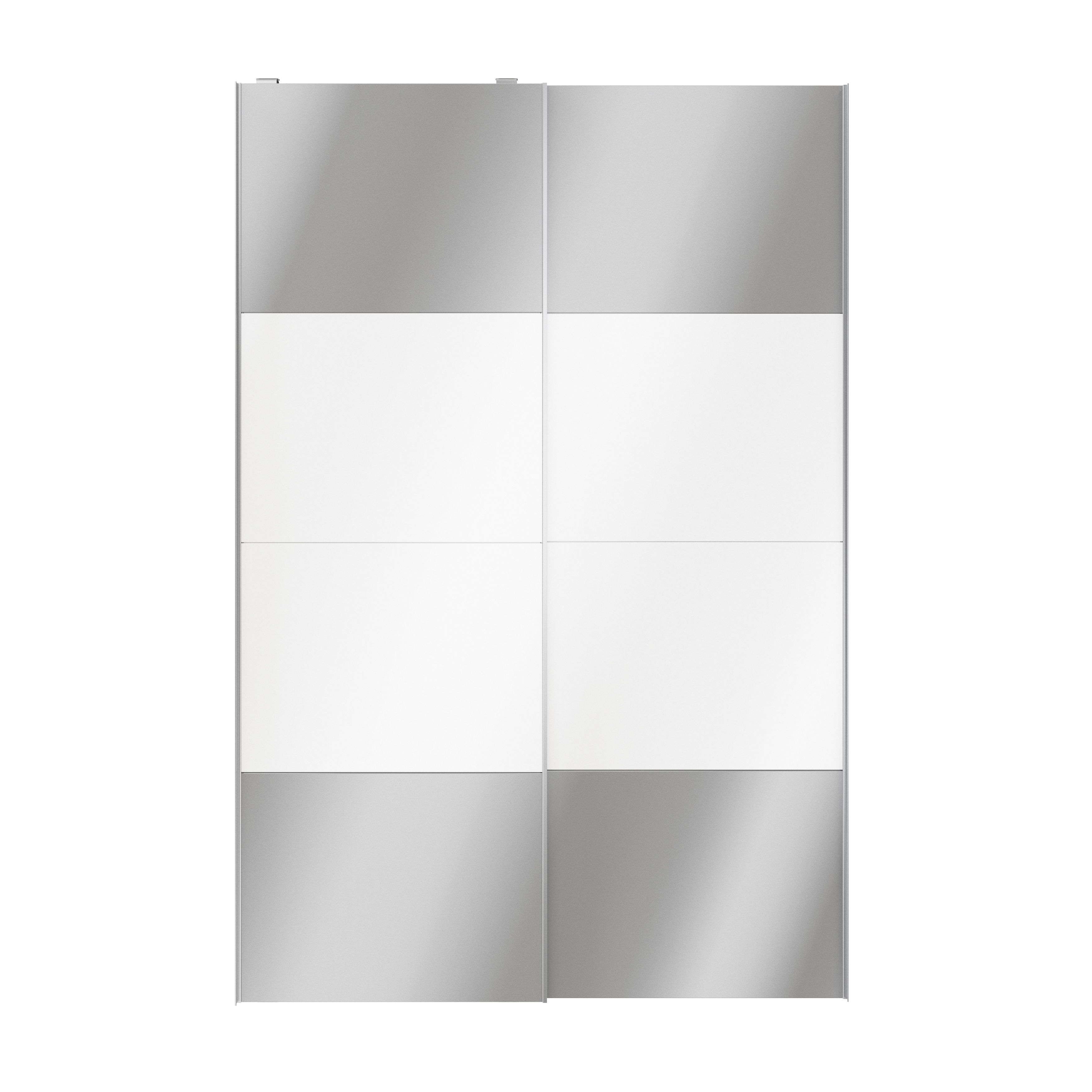 GoodHome Atomia Contemporary Panelled Mirrored White High gloss 2 door Sliding Wardrobe Door kit (H)2250mm (W)1500mm
