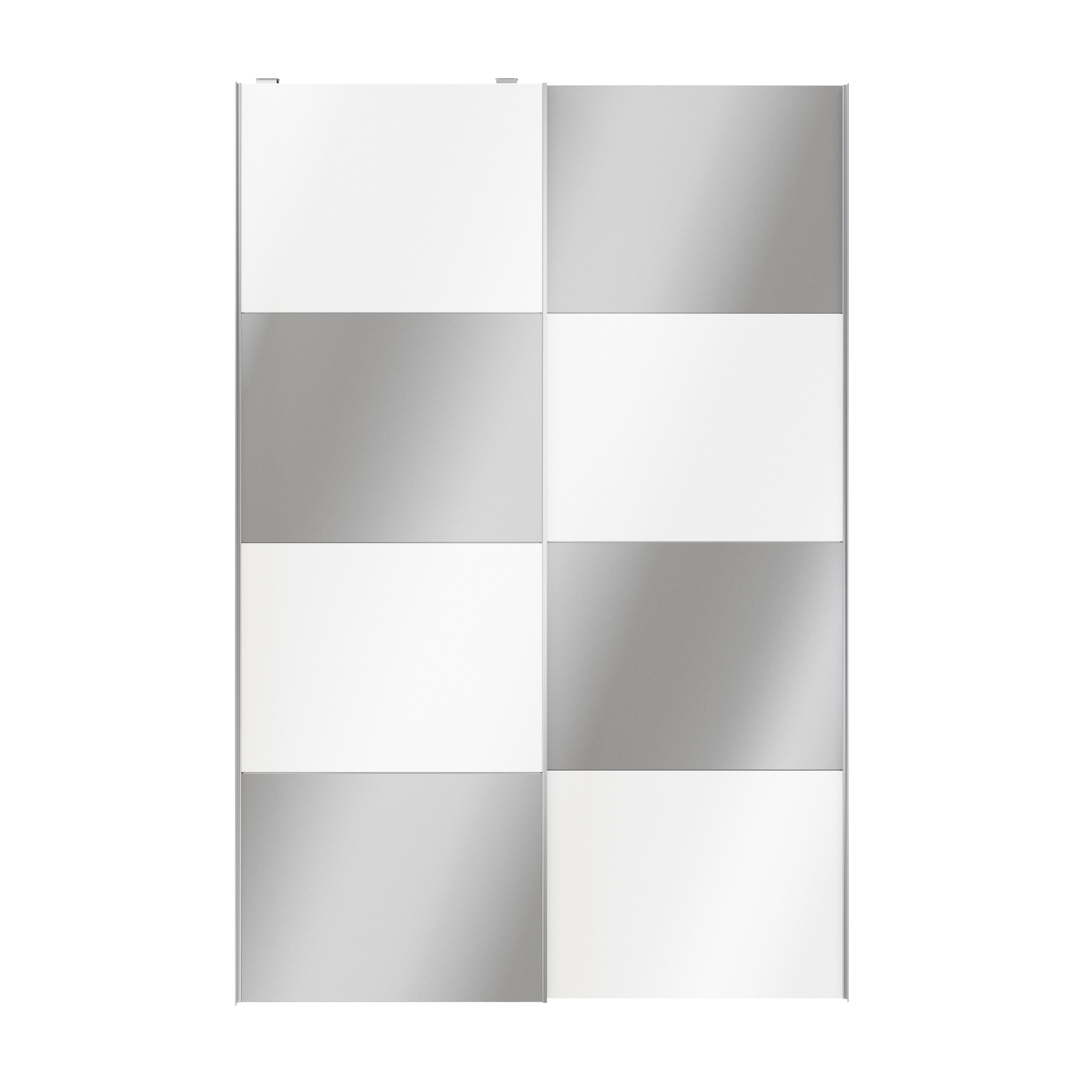 GoodHome Atomia Contemporary Panelled Mirrored White High gloss 2 door Sliding Wardrobe Door kit (H)2250mm (W)1500mm