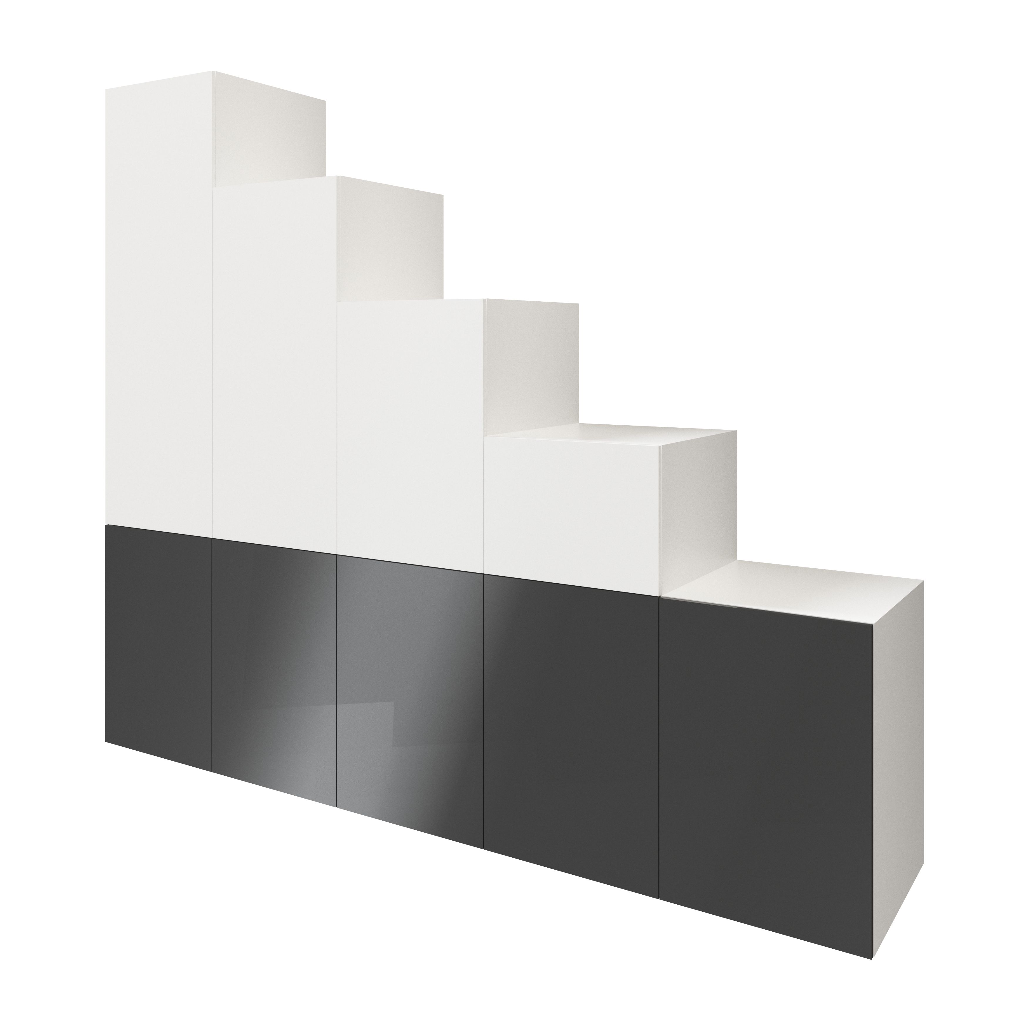 GoodHome Atomia Freestanding Gloss anthracite & white Particle board Under the stairs storage kit (H)2250mm (W)2000mm (D)580mm