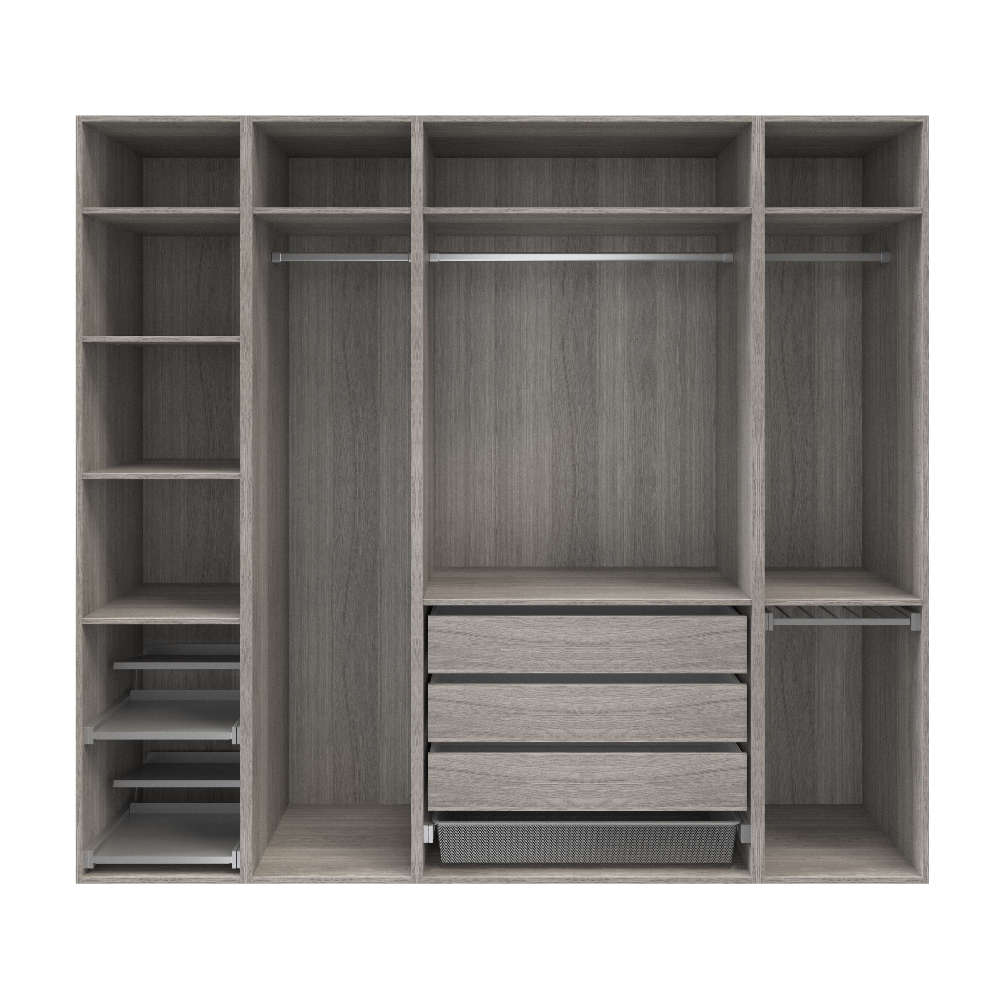 GoodHome Atomia Freestanding Grey oak effect Chipboard Wardrobe, clothing & shoes organiser (H)2250mm (W)2500mm (D)580mm