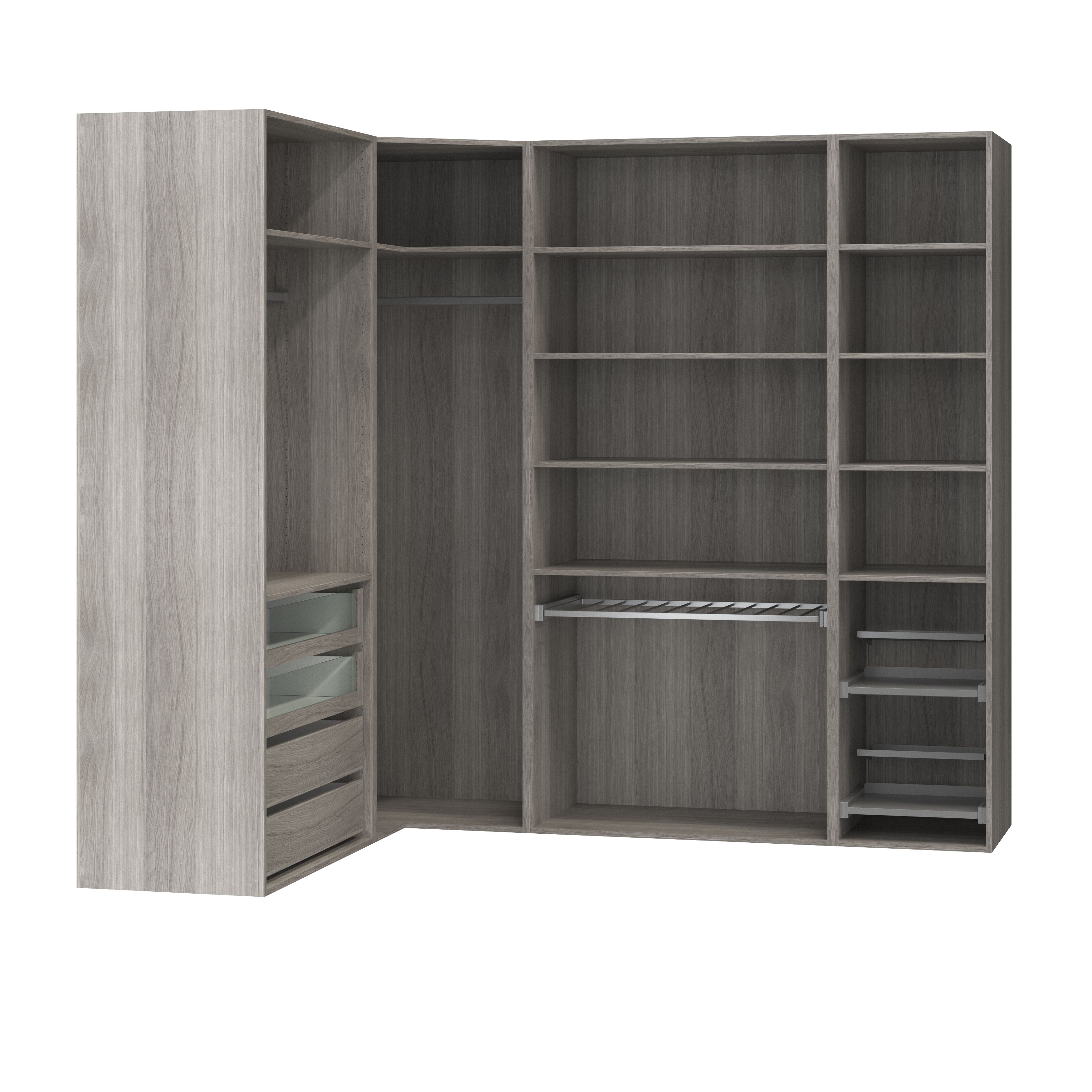 GoodHome Atomia Freestanding Grey oak effect Chipboard Wardrobe, clothing & shoes organiser (H)2250mm (W)3800mm (D)580mm