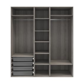 GoodHome Atomia Freestanding Grey Oak effect Large 3 Cabinet Wardrobe, clothing & shoes organiser