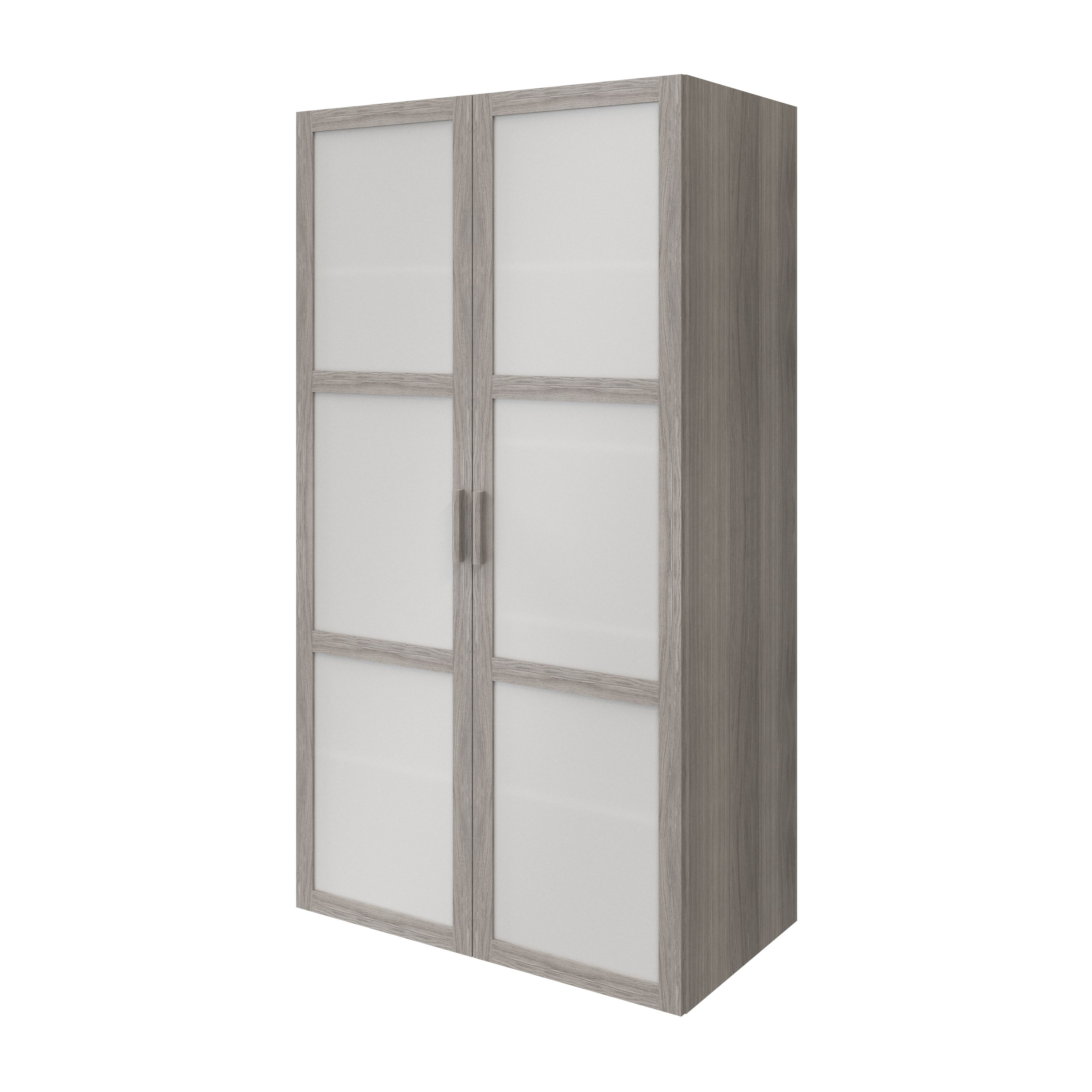 GoodHome Atomia Freestanding Grey oak effect Particle board Mirrored Wardrobe (H)1875mm (W)1000mm (D)580mm