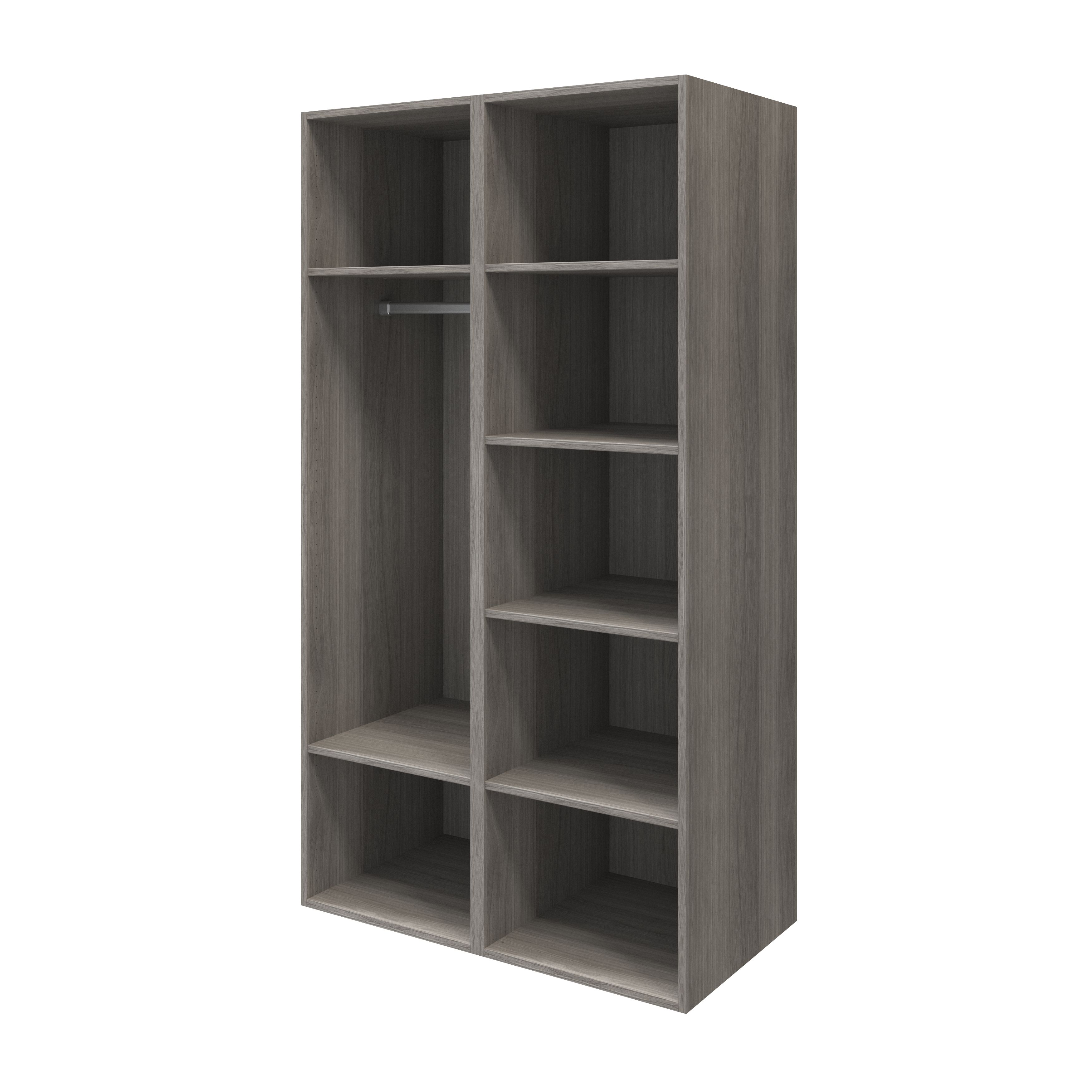 GoodHome Atomia Freestanding Grey oak effect Particle board Mirrored Wardrobe (H)1875mm (W)1000mm (D)580mm