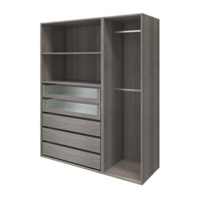 GoodHome Atomia Freestanding Grey oak effect Particle board Wardrobe, clothing & shoes organiser (H)1875mm (W)1500mm (D)580mm