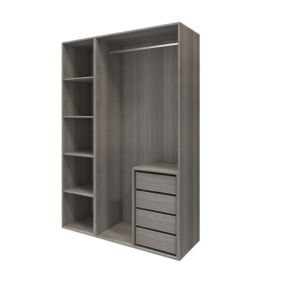 GoodHome Atomia Freestanding Grey oak effect Particle board Wardrobe, clothing & shoes organiser (H)2250mm (W)1500mm (D)580mm