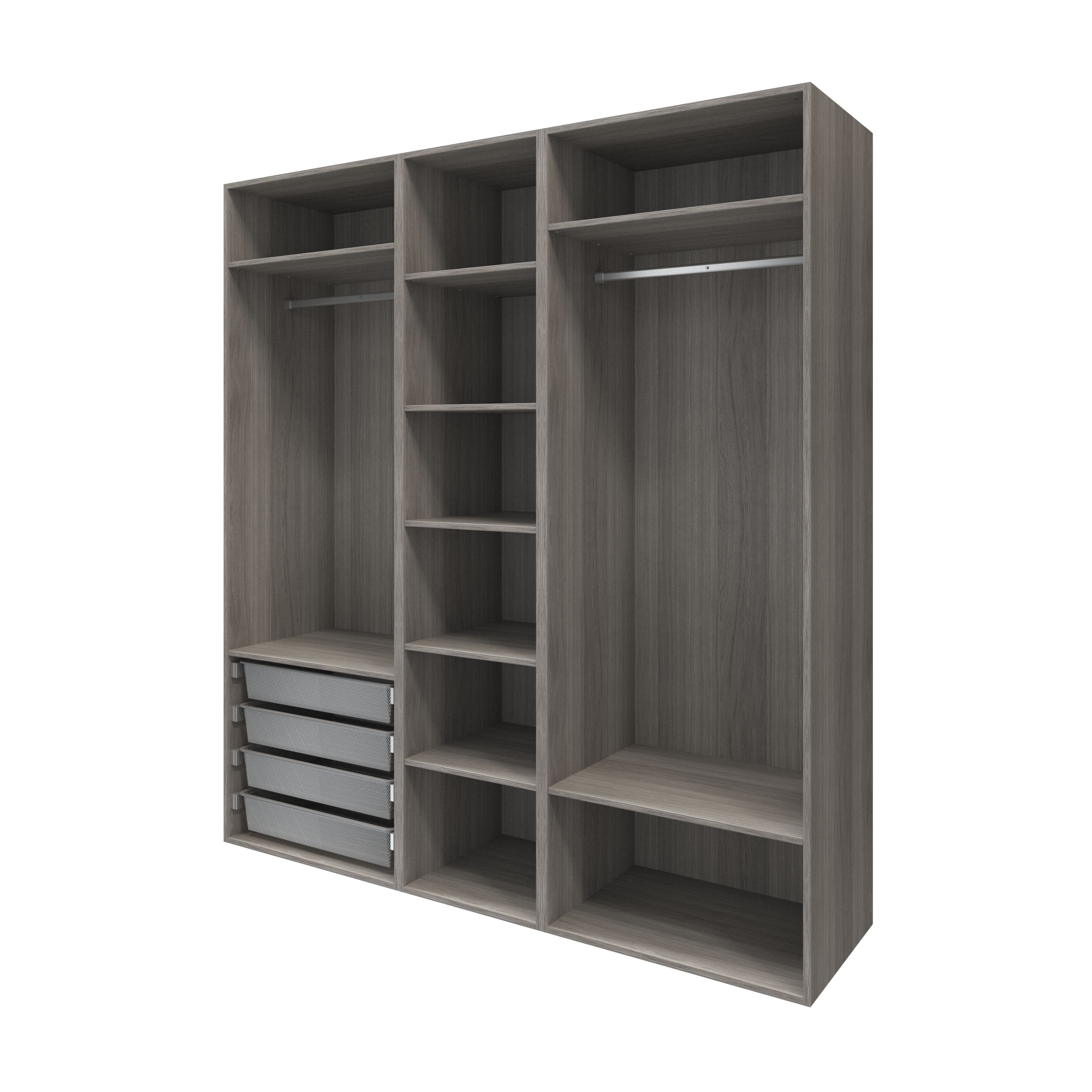 GoodHome Atomia Freestanding Grey oak effect Particle board Wardrobe clothing shoes organiser H 2250mm W