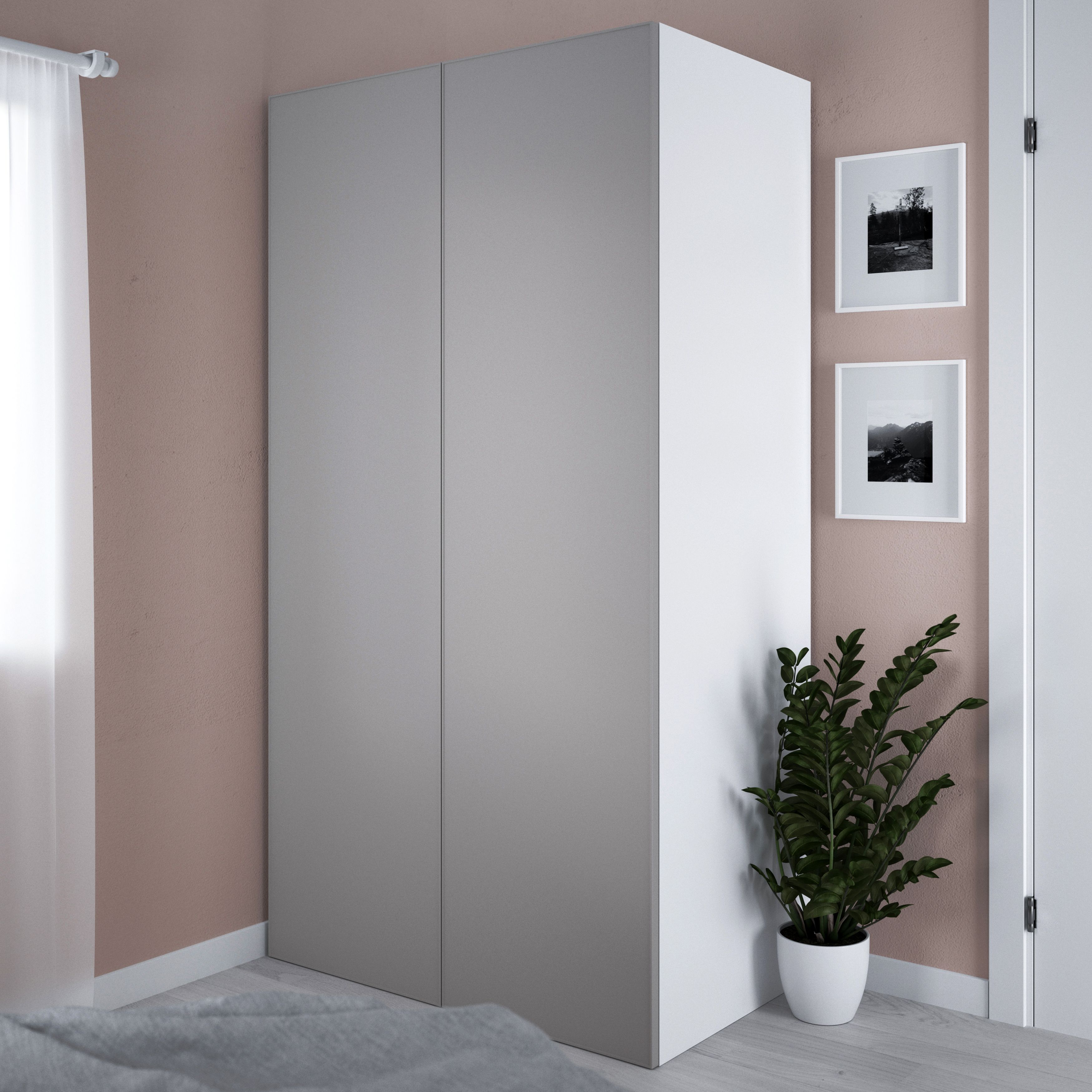 GoodHome Atomia Freestanding Light grey & white Particle board Wardrobe (H)1875mm (W)1000mm (D)580mm