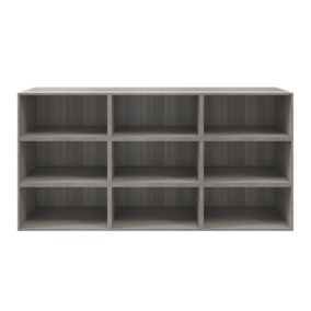 GoodHome Atomia Freestanding Matt grey oak effect 9 compartments 9 Shelf Freestanding Rectangular Bookcase (H)1125mm (W)2250mm (D)350mm