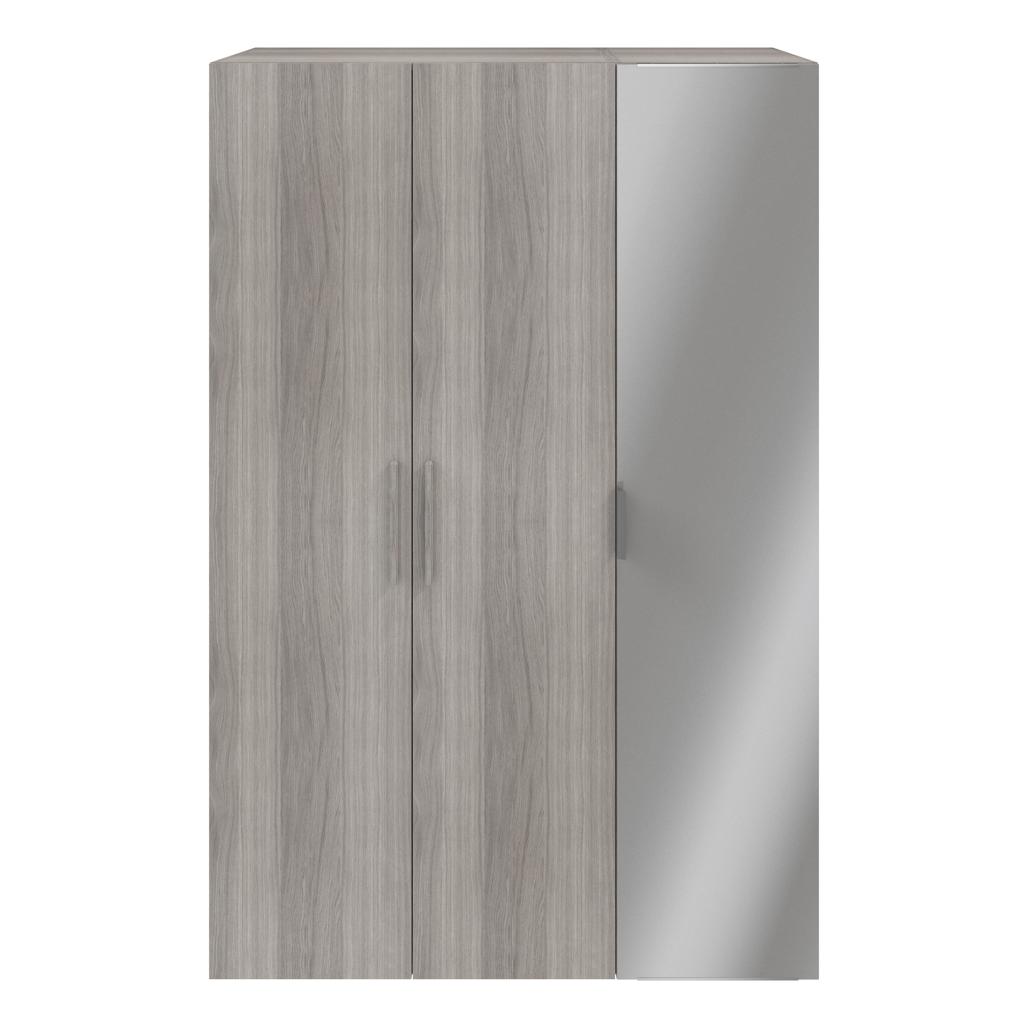 GoodHome Atomia Freestanding Matt grey oak effect Chipboard Mirrored Triple Wardrobe (H)2250mm (W)1000mm (D)580mm