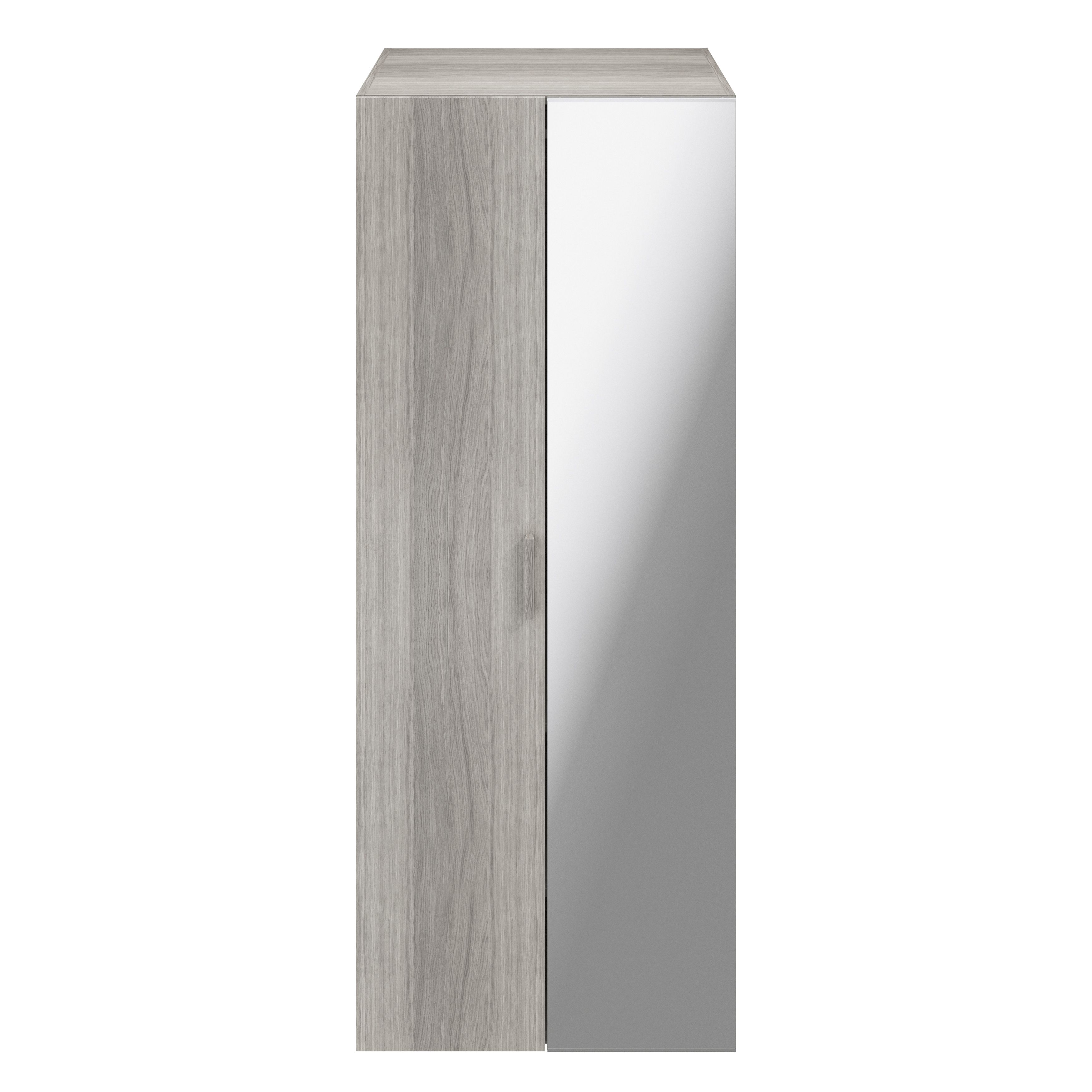 GoodHome Atomia Freestanding Matt grey oak effect Particle board Mirrored Wardrobe (H)1875mm (W)750mm (D)580mm