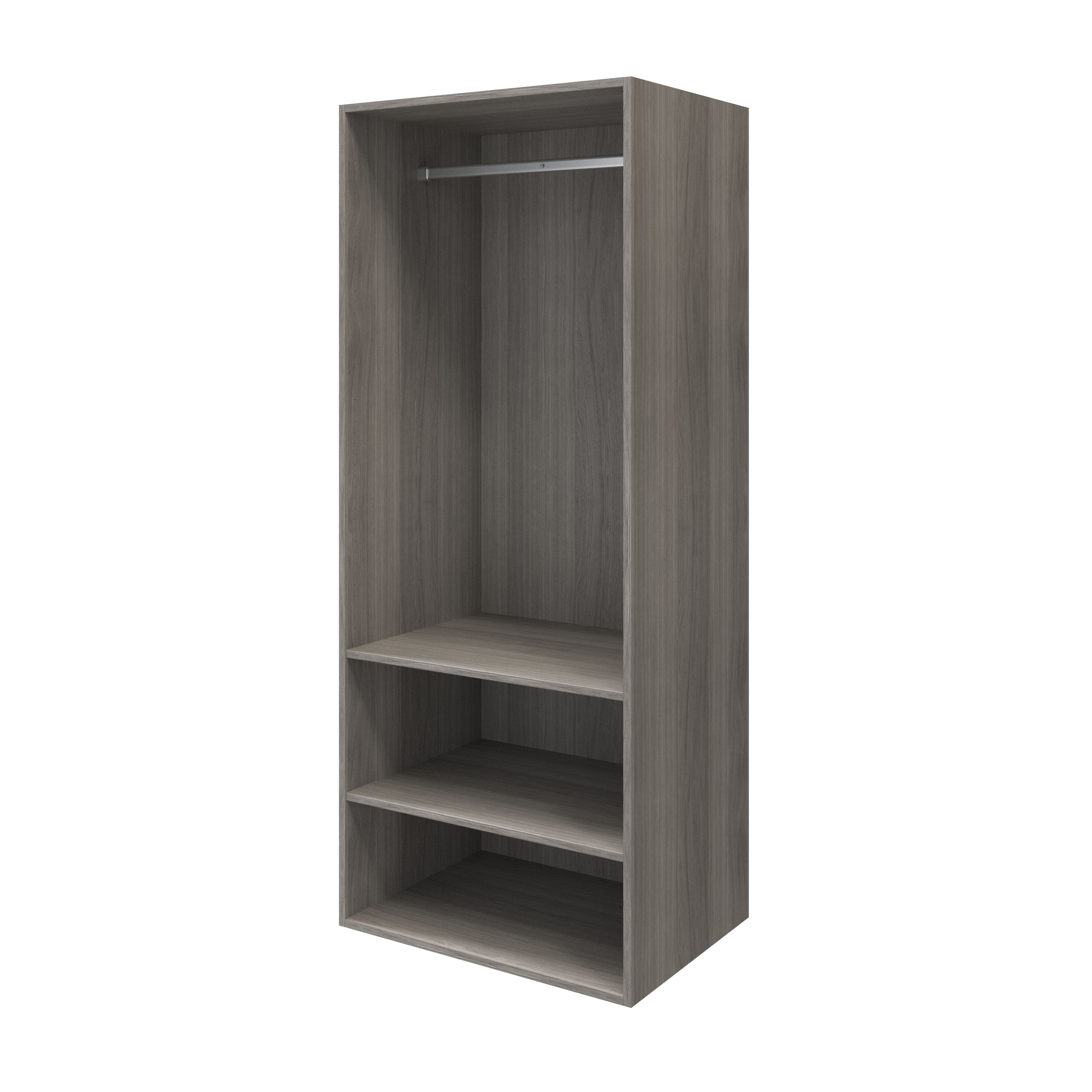 GoodHome Atomia Freestanding Matt grey oak effect Particle board Mirrored Wardrobe (H)1875mm (W)750mm (D)580mm