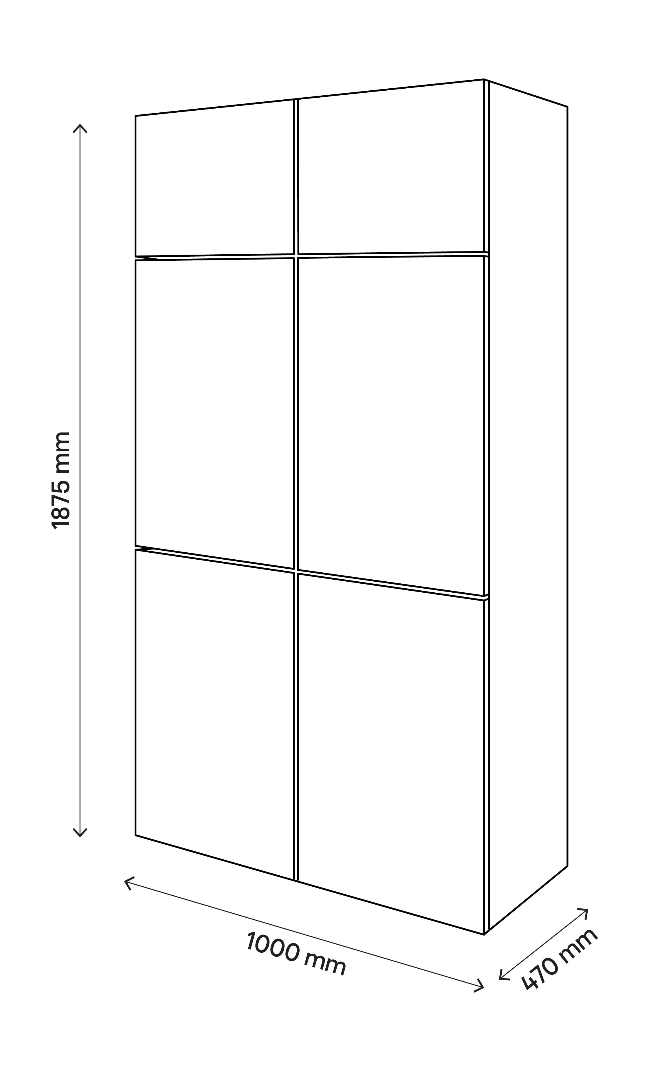 GoodHome Atomia Freestanding Matt & high gloss anthracite & white Particle board Office & living storage (H)1875mm (W)1000mm (D)470mm