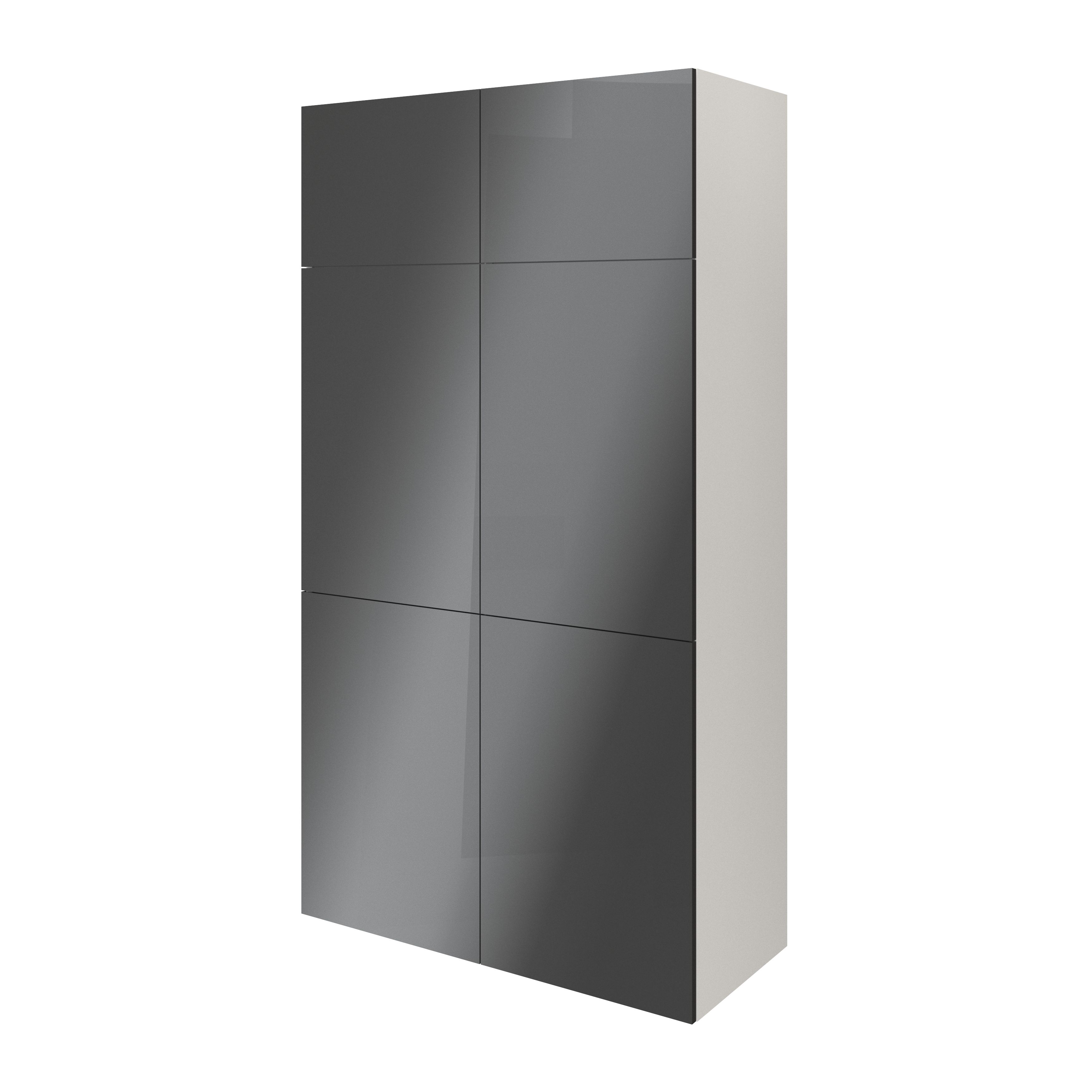 GoodHome Atomia Freestanding Matt & high gloss anthracite & white Particle board Office & living storage (H)1875mm (W)1000mm (D)470mm