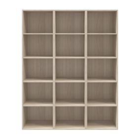 GoodHome Atomia Freestanding Matt oak effect 15 compartments 15 Shelf Freestanding Rectangular Bookcase (H)1875mm (W)1500mm (D)350mm