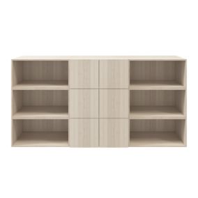 GoodHome Atomia Freestanding Matt oak effect 9 compartments 9 Shelf Freestanding Rectangular Bookcase (H)1125mm (W)2250mm (D)350mm