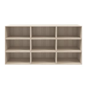 GoodHome Atomia Freestanding Matt oak effect 9 compartments 9 Shelf Wall-mounted Rectangular Bookcase (H)1125mm (W)2250mm (D)350mm