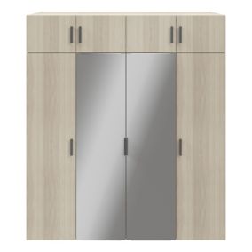 GoodHome Atomia Freestanding Matt oak effect Chipboard Mirrored Large Wardrobe (H)2250mm (W)1000mm (D)580mm