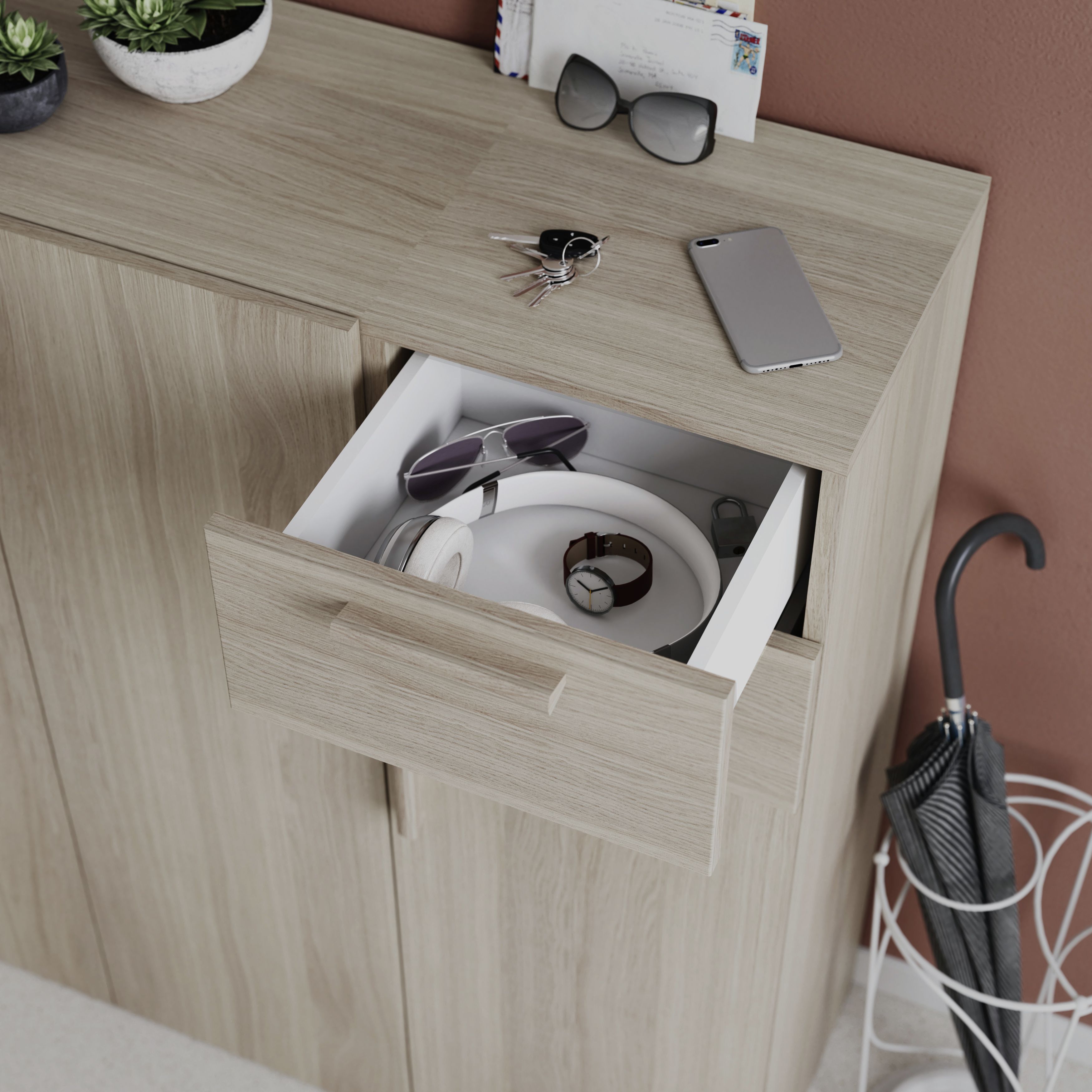 GoodHome Atomia Freestanding Matt oak effect Hallway storage unit kit
