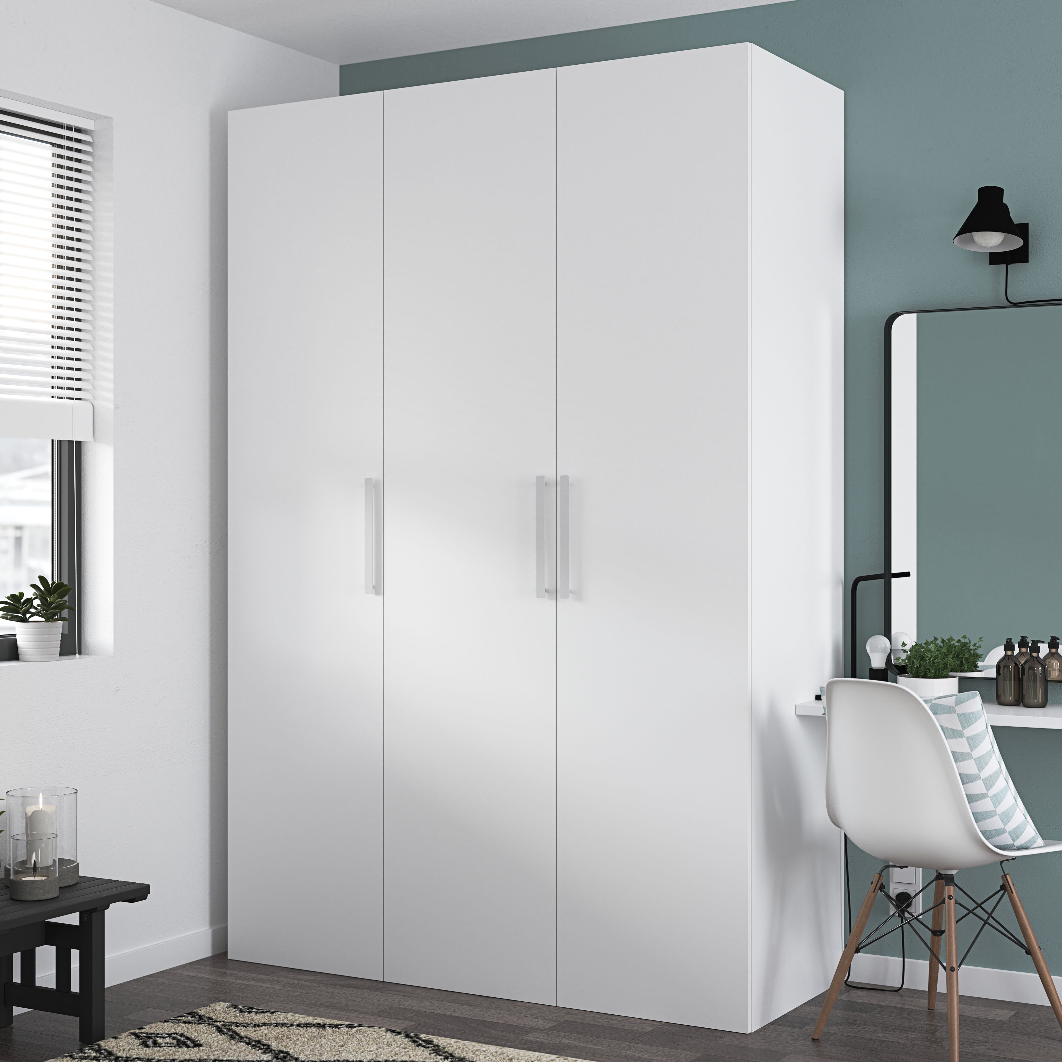 GoodHome Atomia Freestanding Matt white Chipboard Wardrobe (H)2250mm (W)1500mm (D)580mm