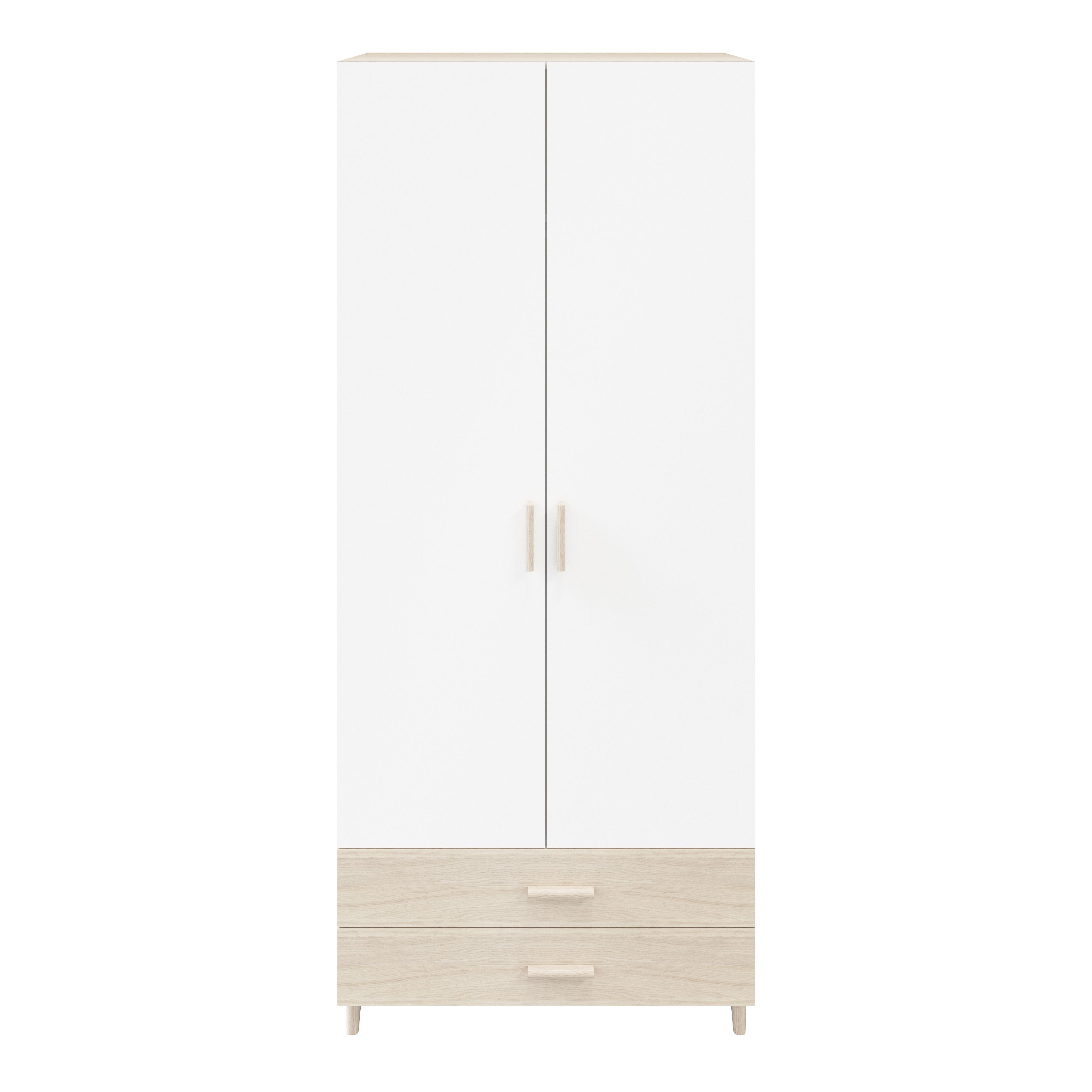 GoodHome Atomia Freestanding Matt White oak effect 2 door Medium ...