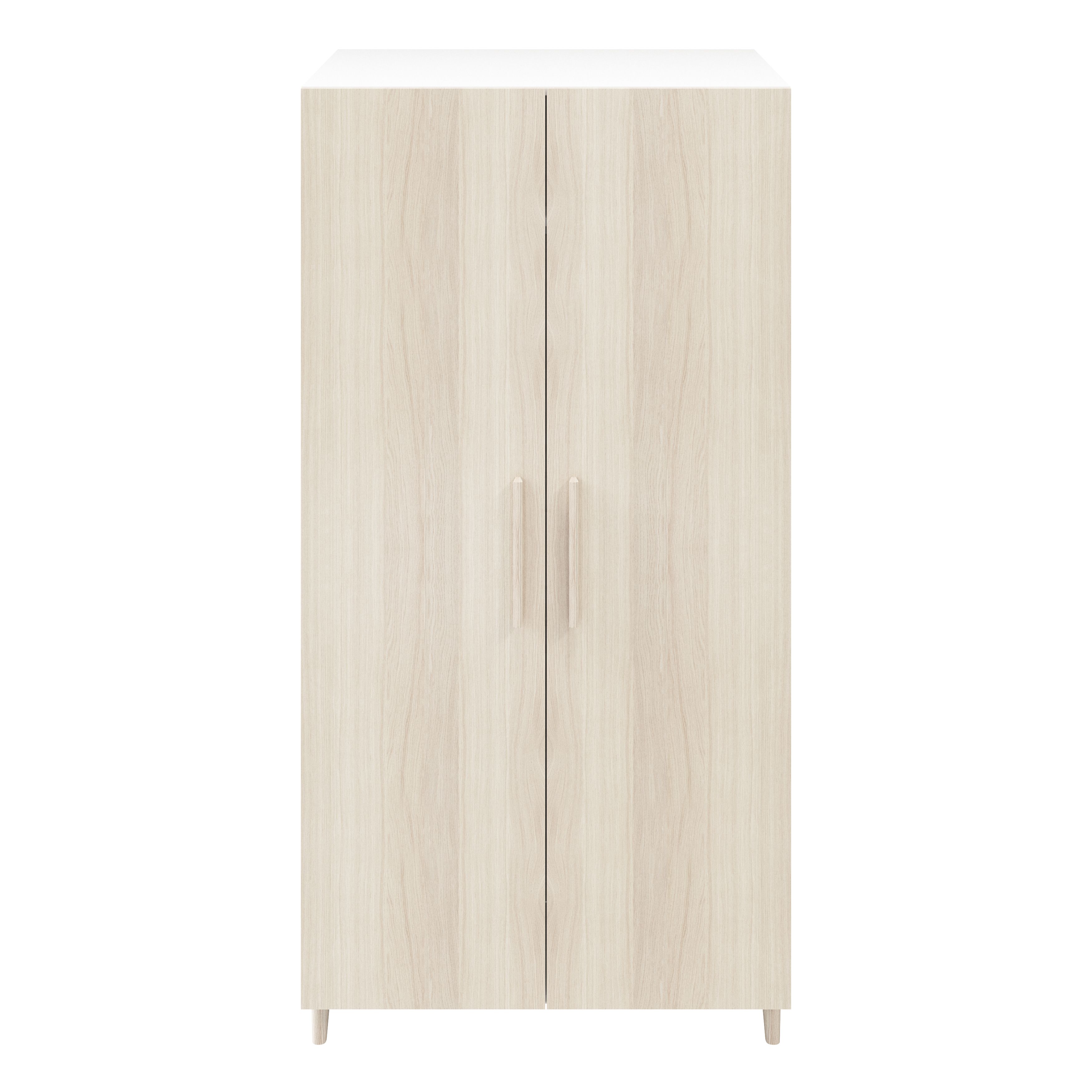 GoodHome Atomia Freestanding Matt white oak effect Chipboard Wardrobe (H)1875mm (W)1000mm (D)580mm