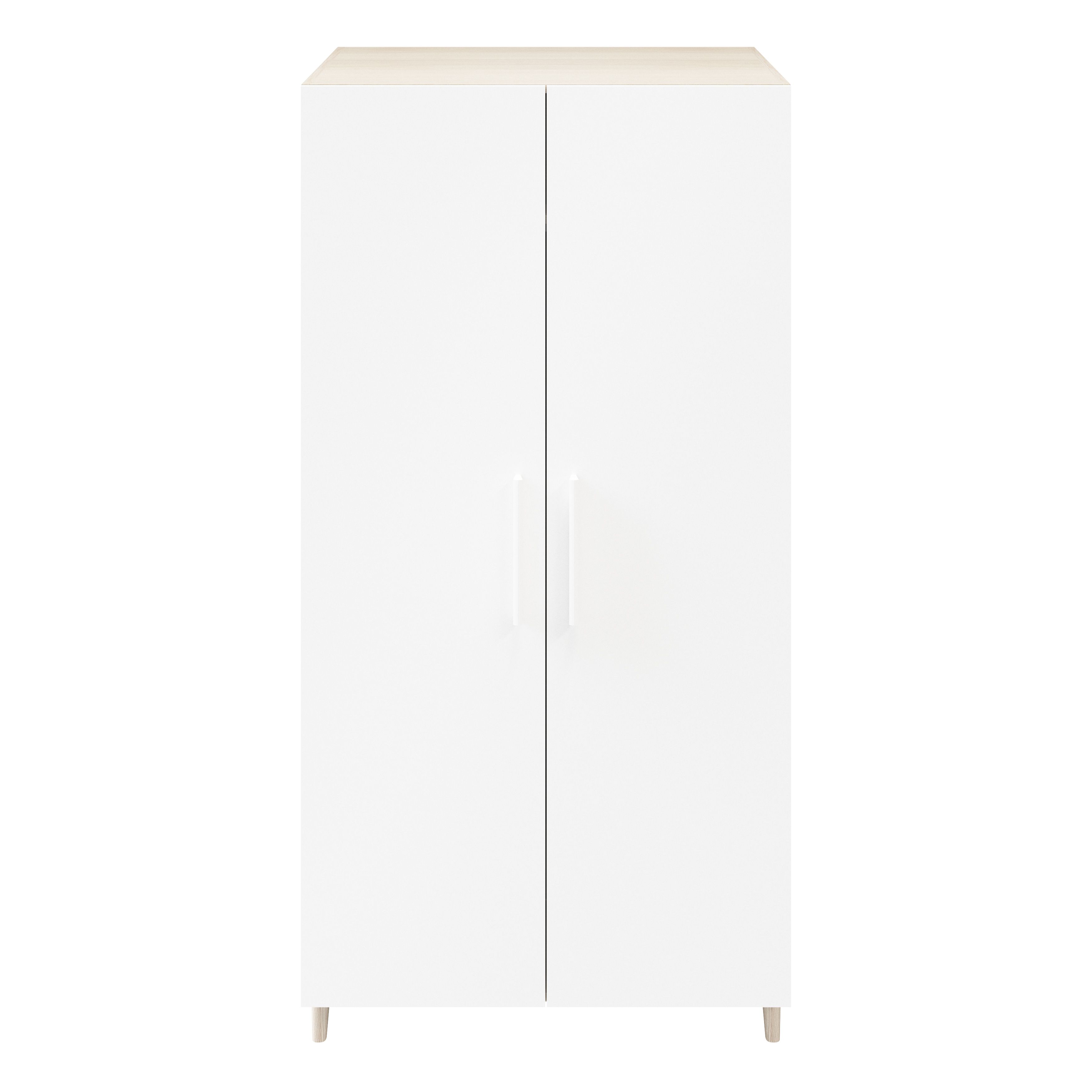 GoodHome Atomia Freestanding Matt white oak effect Particle board Wardrobe (H)1975mm (W)1000mm (D)600mm