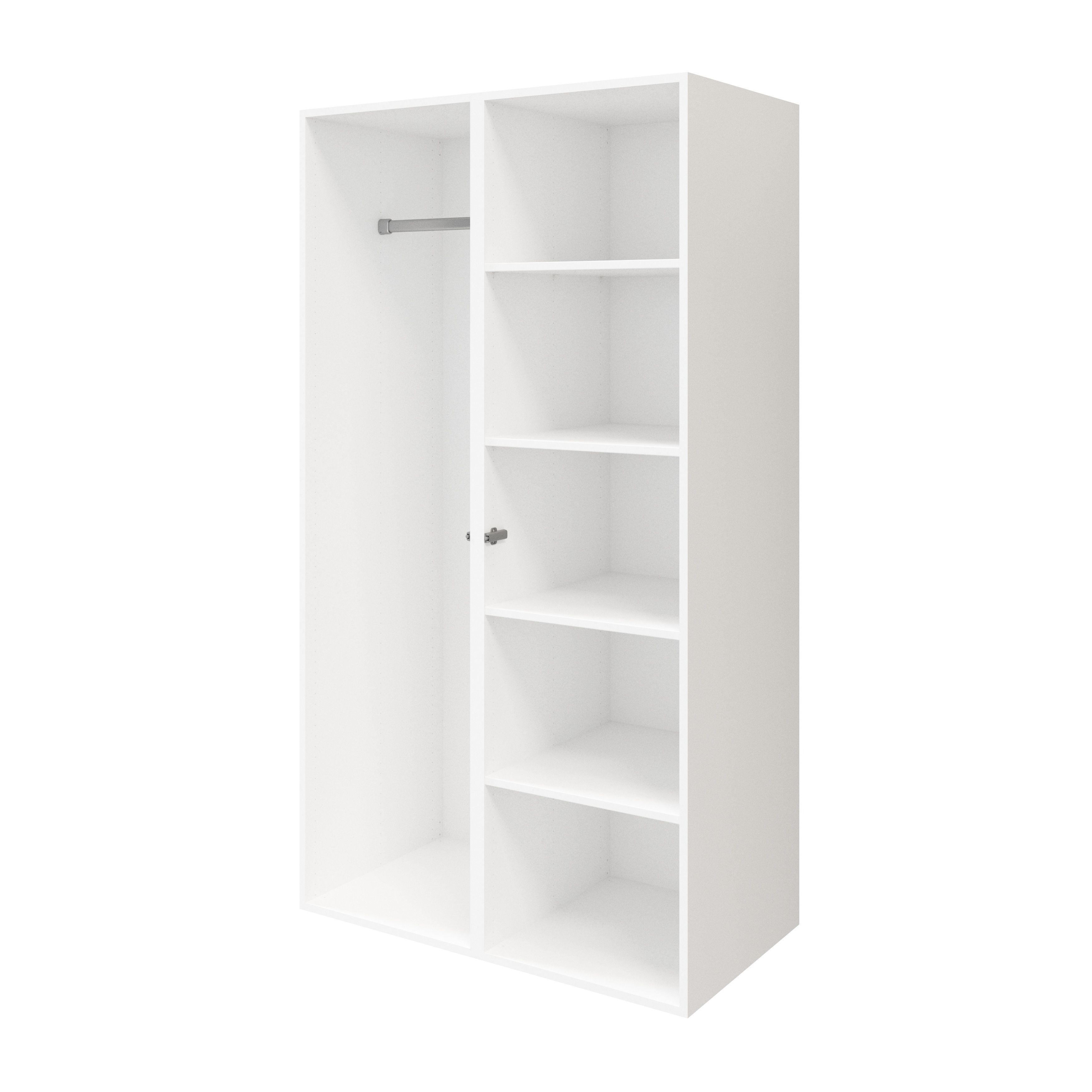 GoodHome Atomia Freestanding Matt white Particle board Double Wardrobe (H)1875mm (W)1000mm (D)580mm