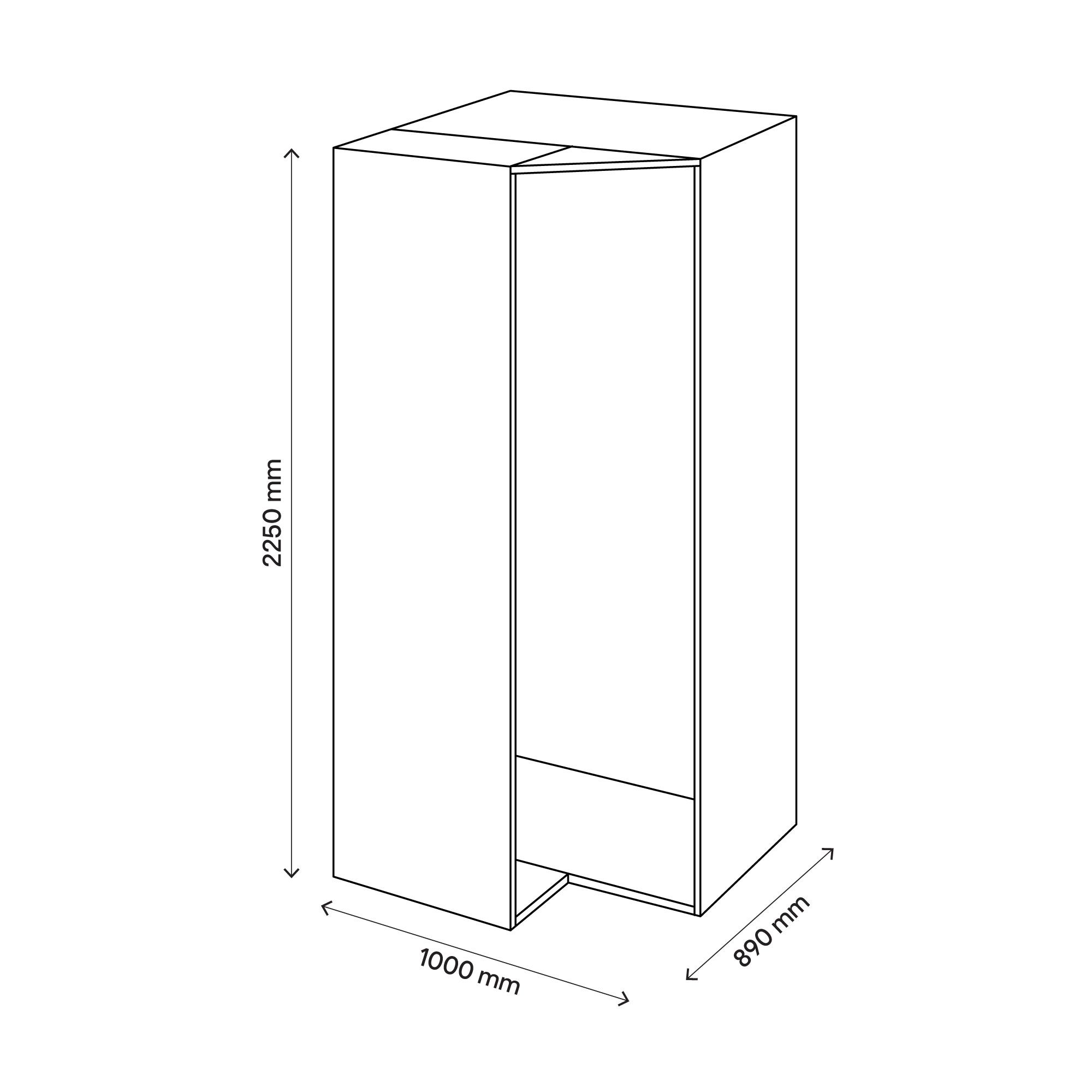 GoodHome Atomia Freestanding Matt white Particle board Mirrored Wardrobe (H)2250mm (W)1300mm (D)580mm