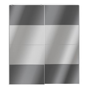 GoodHome Atomia Freestanding Mirrored High gloss White & anthracite 2 door Large Double Sliding door wardrobe (H)2250mm (W)2000mm (D)635mm