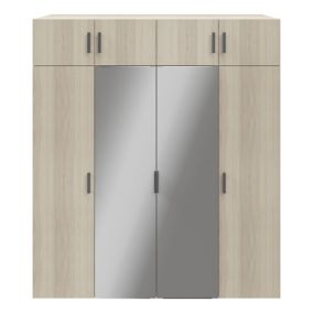GoodHome Atomia Freestanding Mirrored Matt oak effect 8 door Large Wardrobe (H)2250mm (W)1000mm (D)580mm