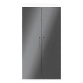 GoodHome Atomia Freestanding Modern Gloss anthracite & white Double Wardrobe (H)1875mm (W)1000mm (D)580mm