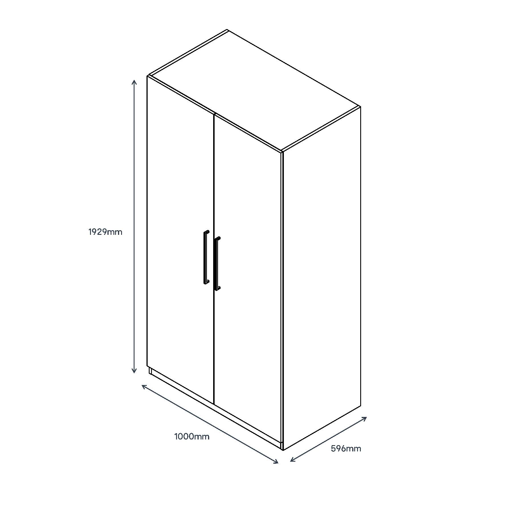GoodHome Atomia Freestanding Modern Gloss & matt white & anthracite Large Double Wardrobe (H)1929mm (W)1000mm (D)596mm