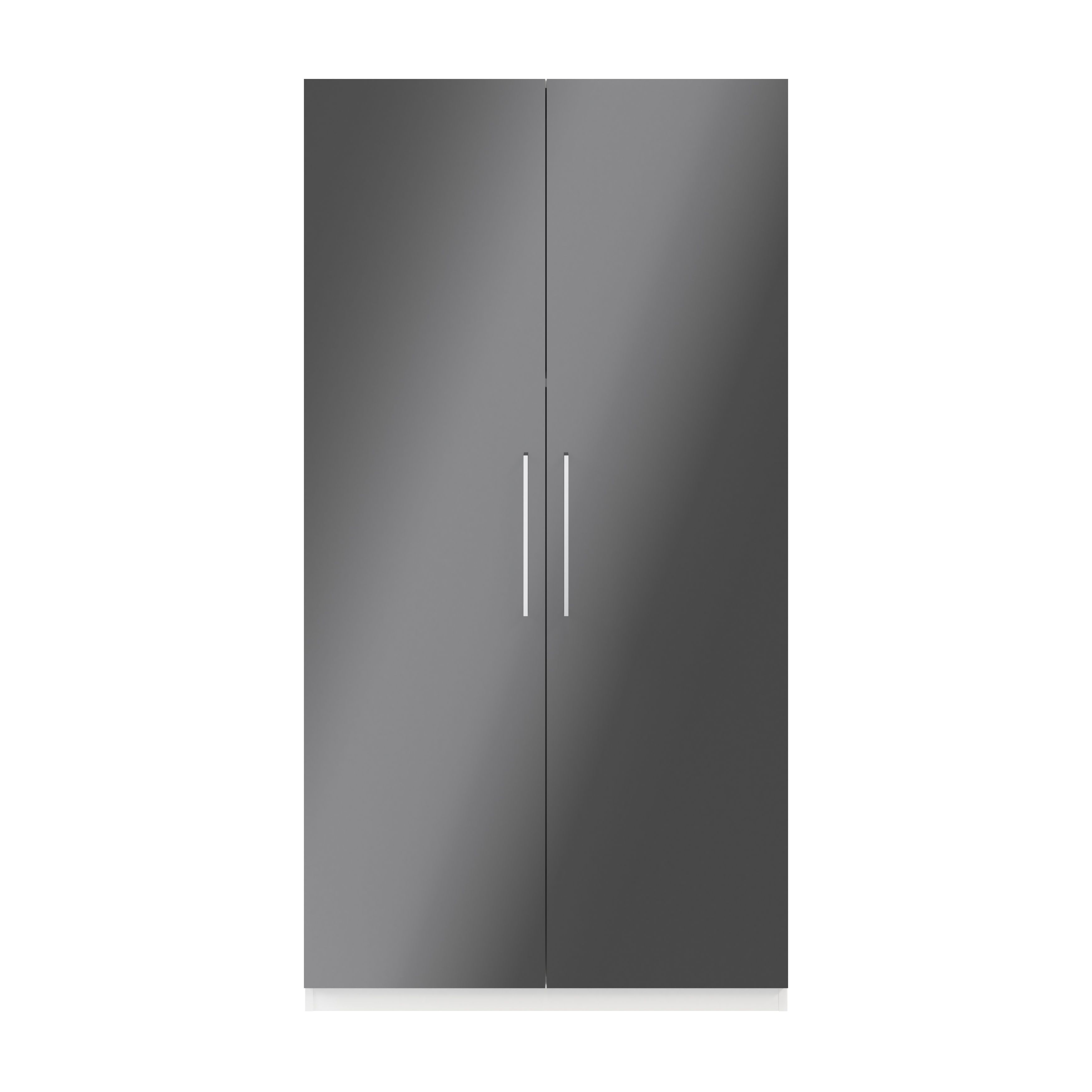 GoodHome Atomia Freestanding Modern Gloss & matt white & anthracite Large Double Wardrobe (H)1929mm (W)1000mm (D)596mm