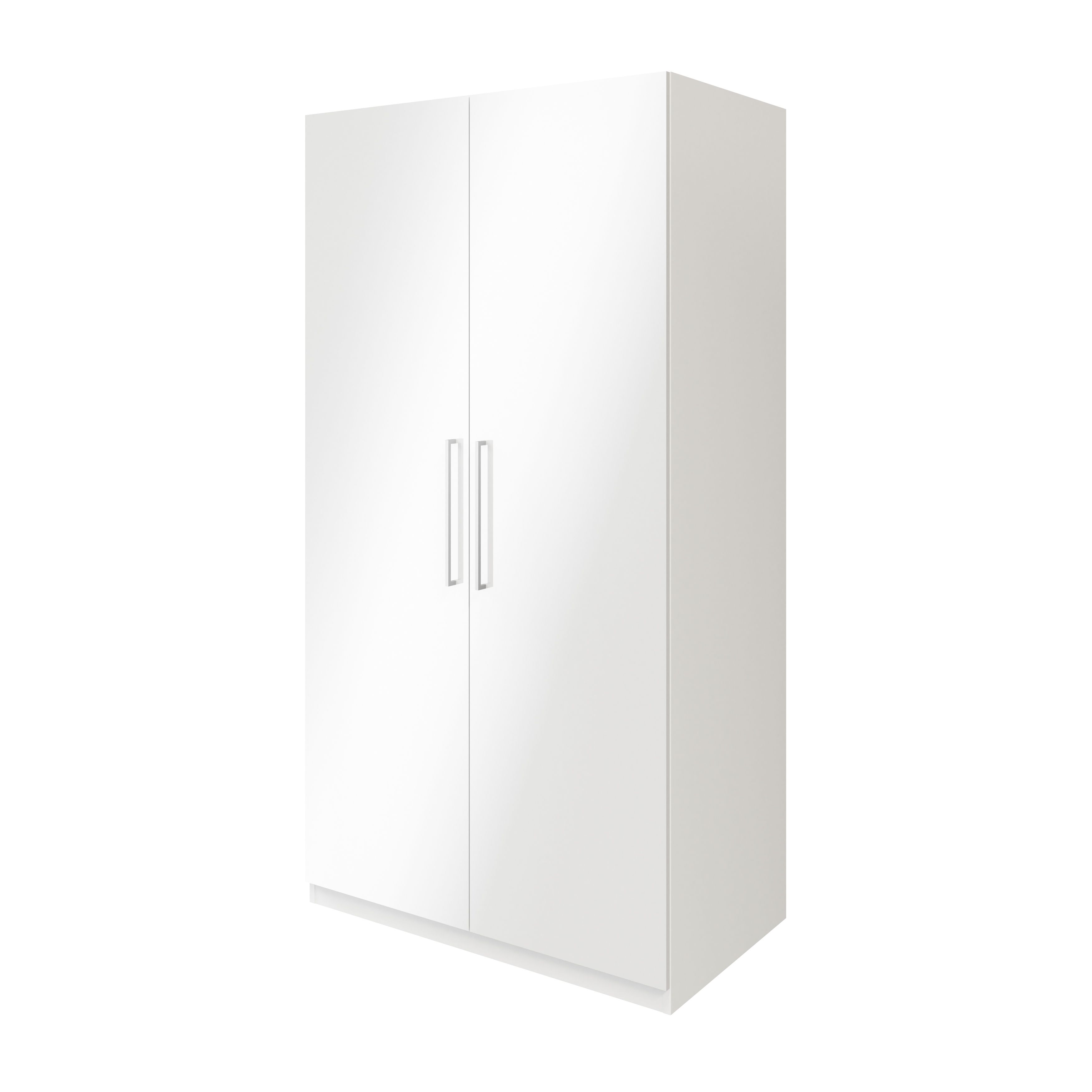 GoodHome Atomia Freestanding Modern Gloss & matt white Large Double Wardrobe (H)1929mm (W)1000mm (D)596mm