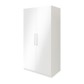 GoodHome Atomia Freestanding Modern Gloss & matt white Large Double Wardrobe (H)1929mm (W)1000mm (D)596mm