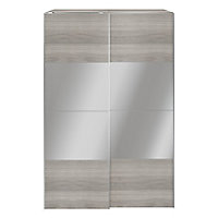 GoodHome Atomia Freestanding Modern Grey oak effect Particle board Large Double Wardrobe (H)2250mm (W)1500mm (D)655mm