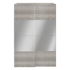 GoodHome Atomia Freestanding Modern Grey oak effect Particle board Large Double Wardrobe (H)2250mm (W)1500mm (D)655mm