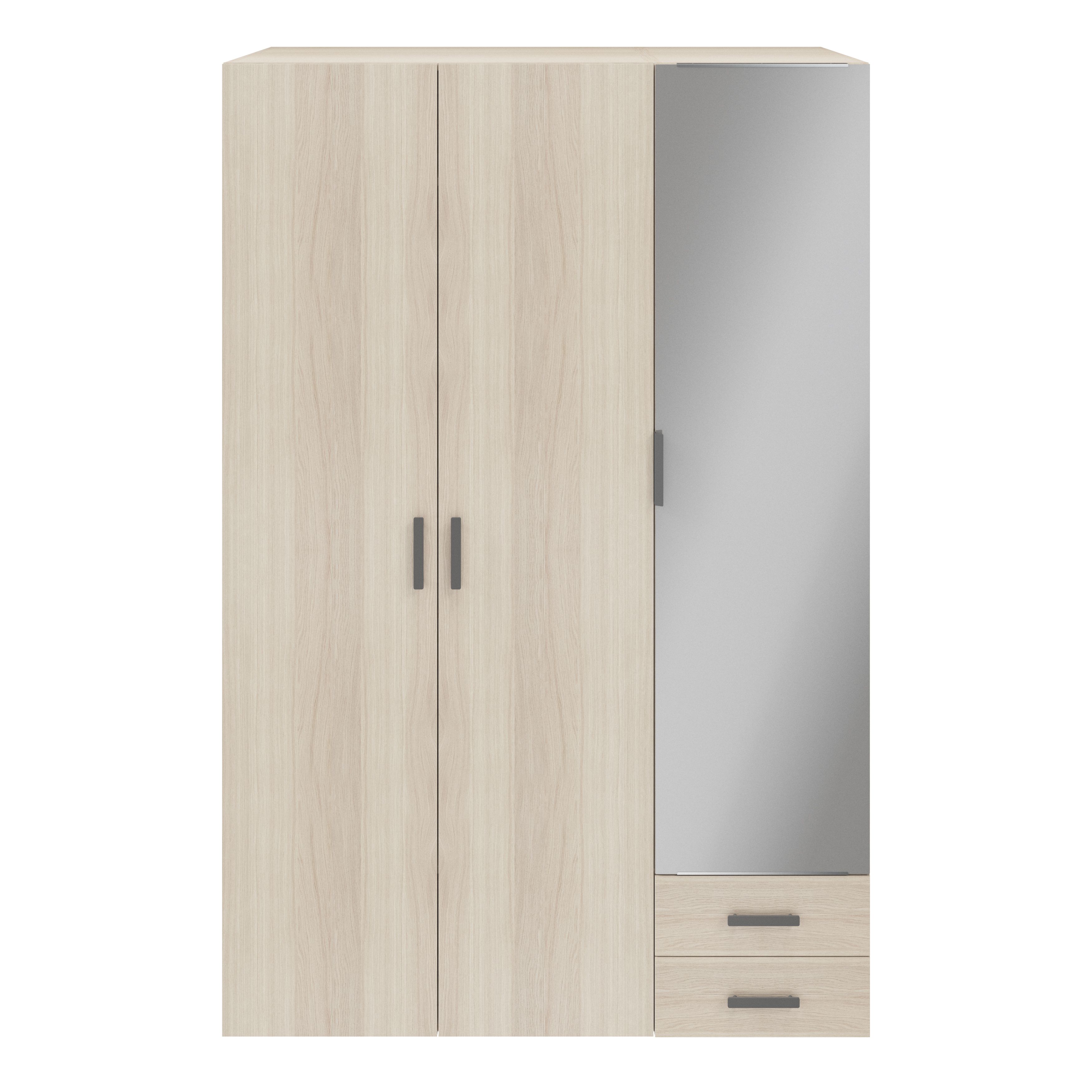 GoodHome Atomia Freestanding Modern Matt oak effect 2 Drawer Large Triple Wardrobe (H)2250mm (W)1500mm (D)580mm