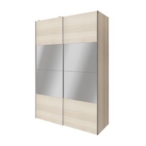 GoodHome Atomia Freestanding Oak effect Particle board Mirrored Wardrobe (H)2250mm (W)1500mm (D)655mm