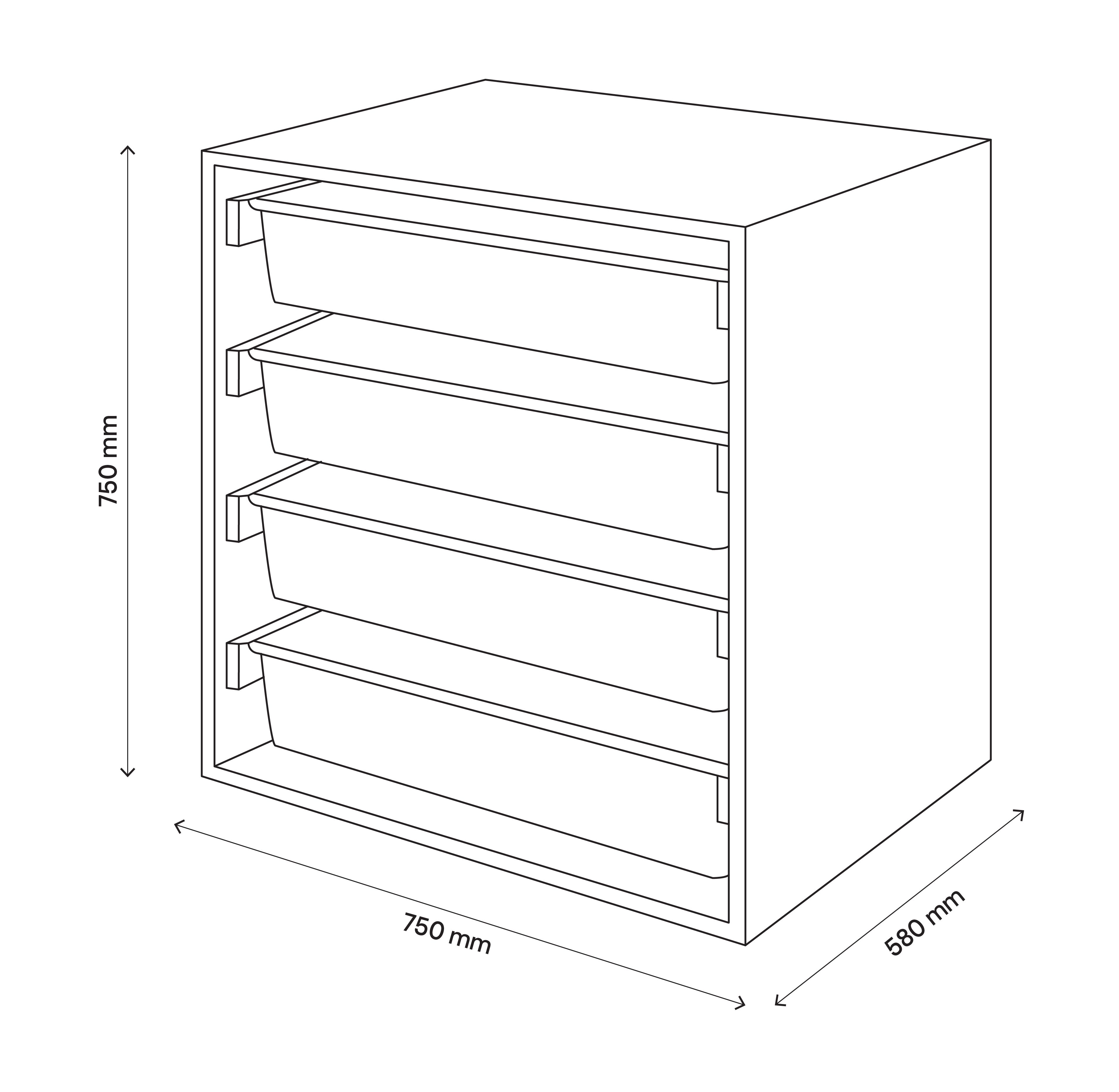 GoodHome Atomia Freestanding White Chest of sliding baskets (H)750mm (W)750mm (D)580mm